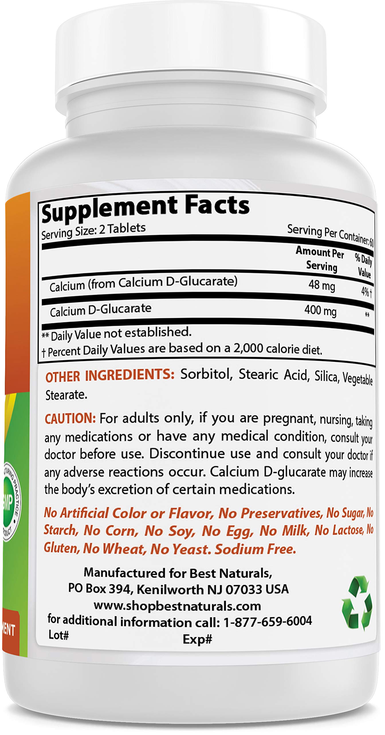 Foto 6 pulgar | Suplemento D-Glucarato de Calcio Best Naturals 200 mg 120 Comprimidos - Venta Internacional