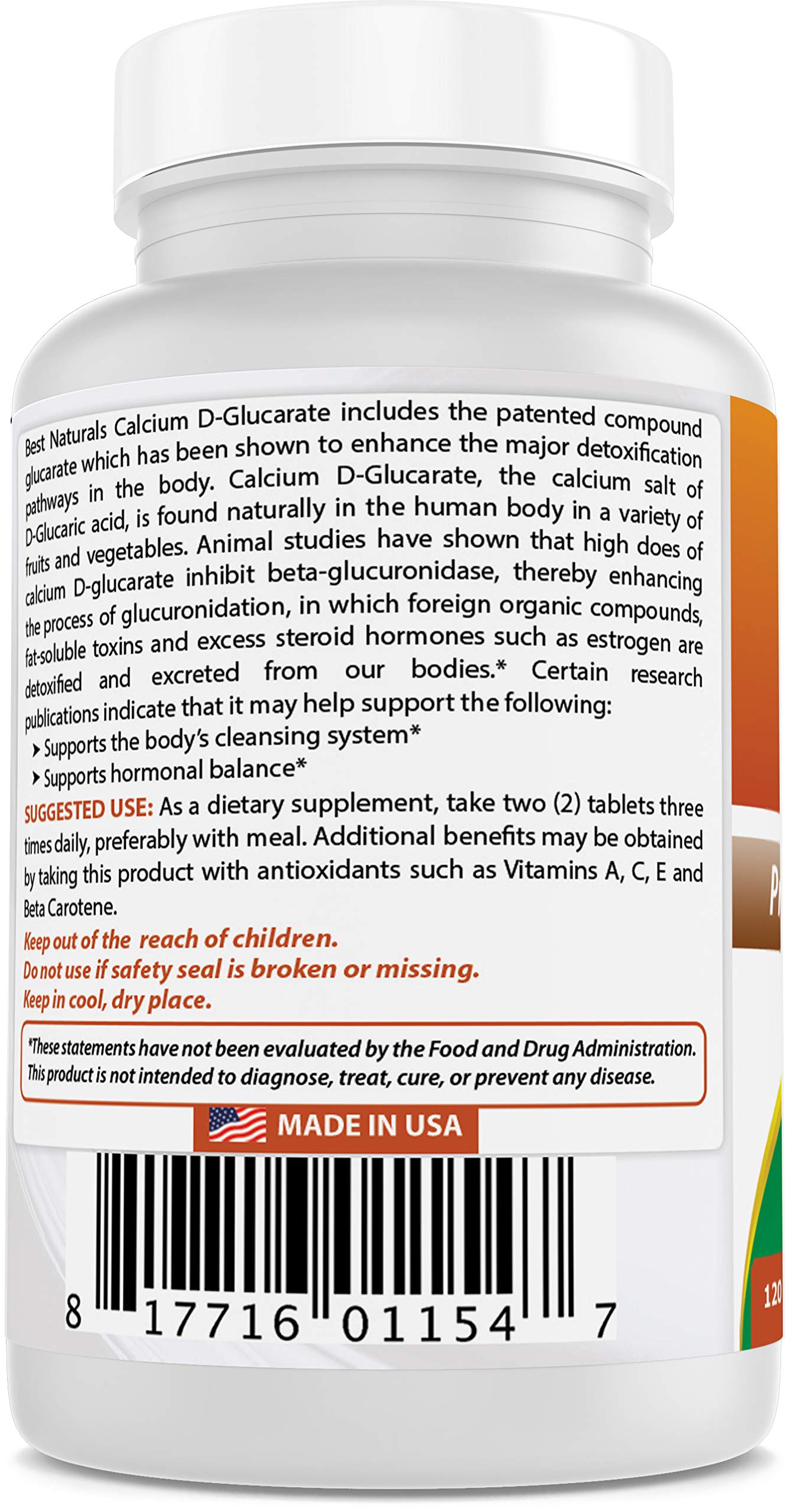 Foto 7 pulgar | Suplemento D-Glucarato de Calcio Best Naturals 200 mg 120 Comprimidos - Venta Internacional