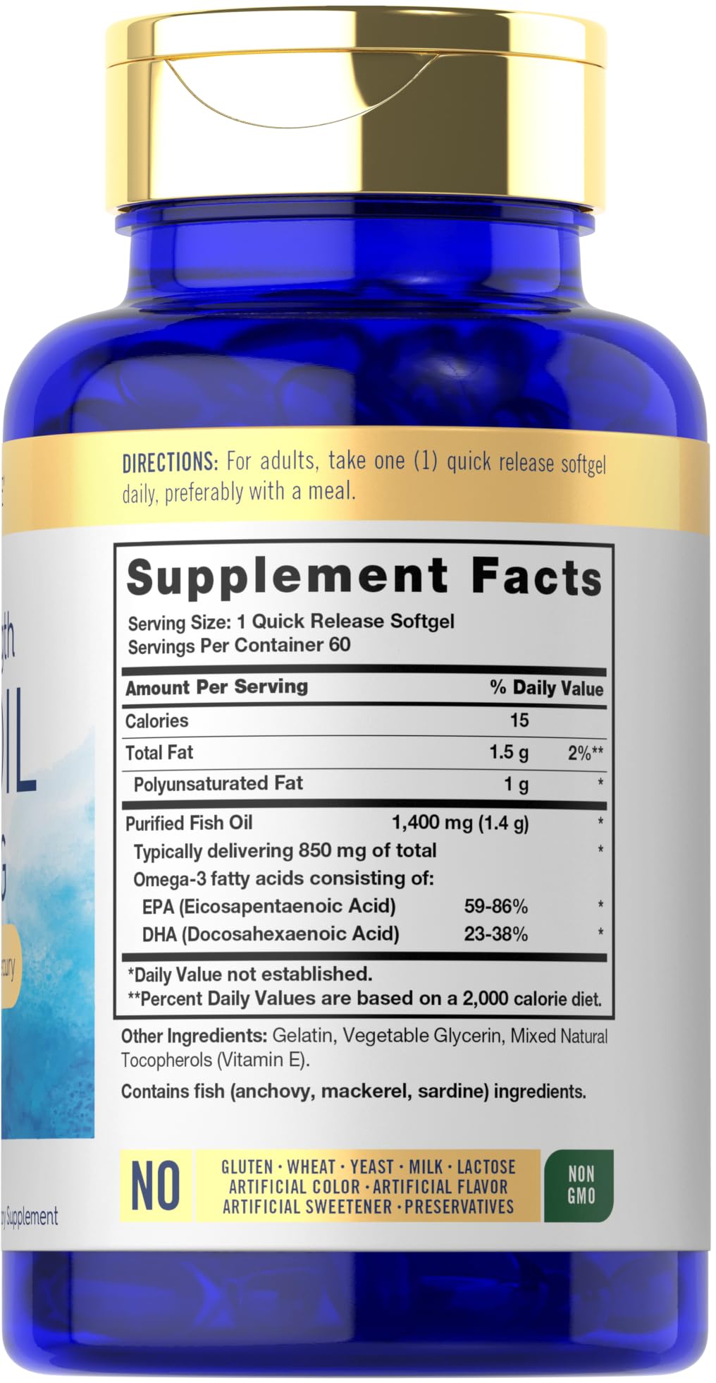 Foto 3 pulgar | Suplemento de Aceite de Pescado Carlyle Triple Strength 1400 mg 60 Cápsulas Blandas - Venta Internacional