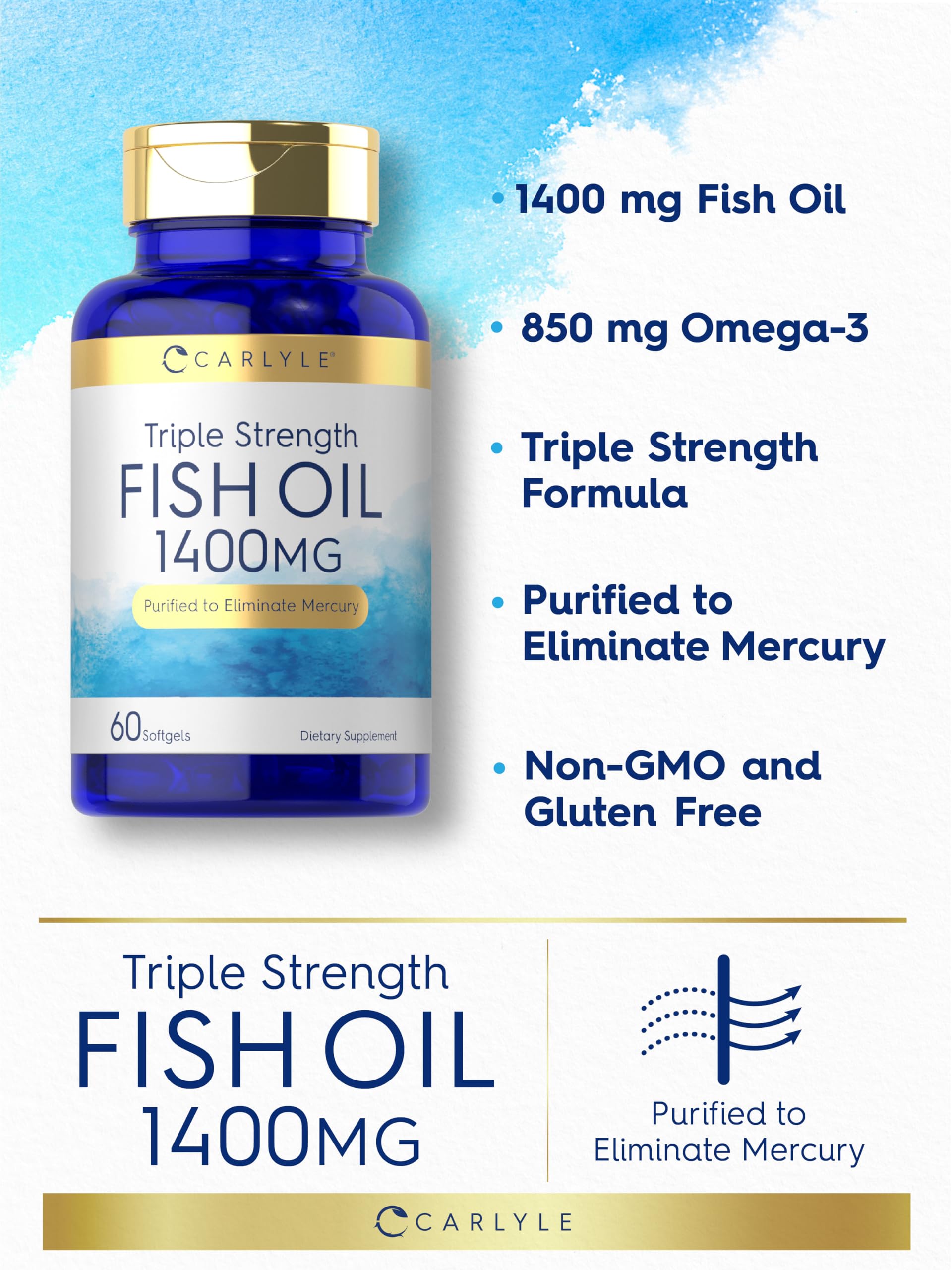 Foto 5 pulgar | Suplemento de Aceite de Pescado Carlyle Triple Strength 1400 mg 60 Cápsulas Blandas - Venta Internacional