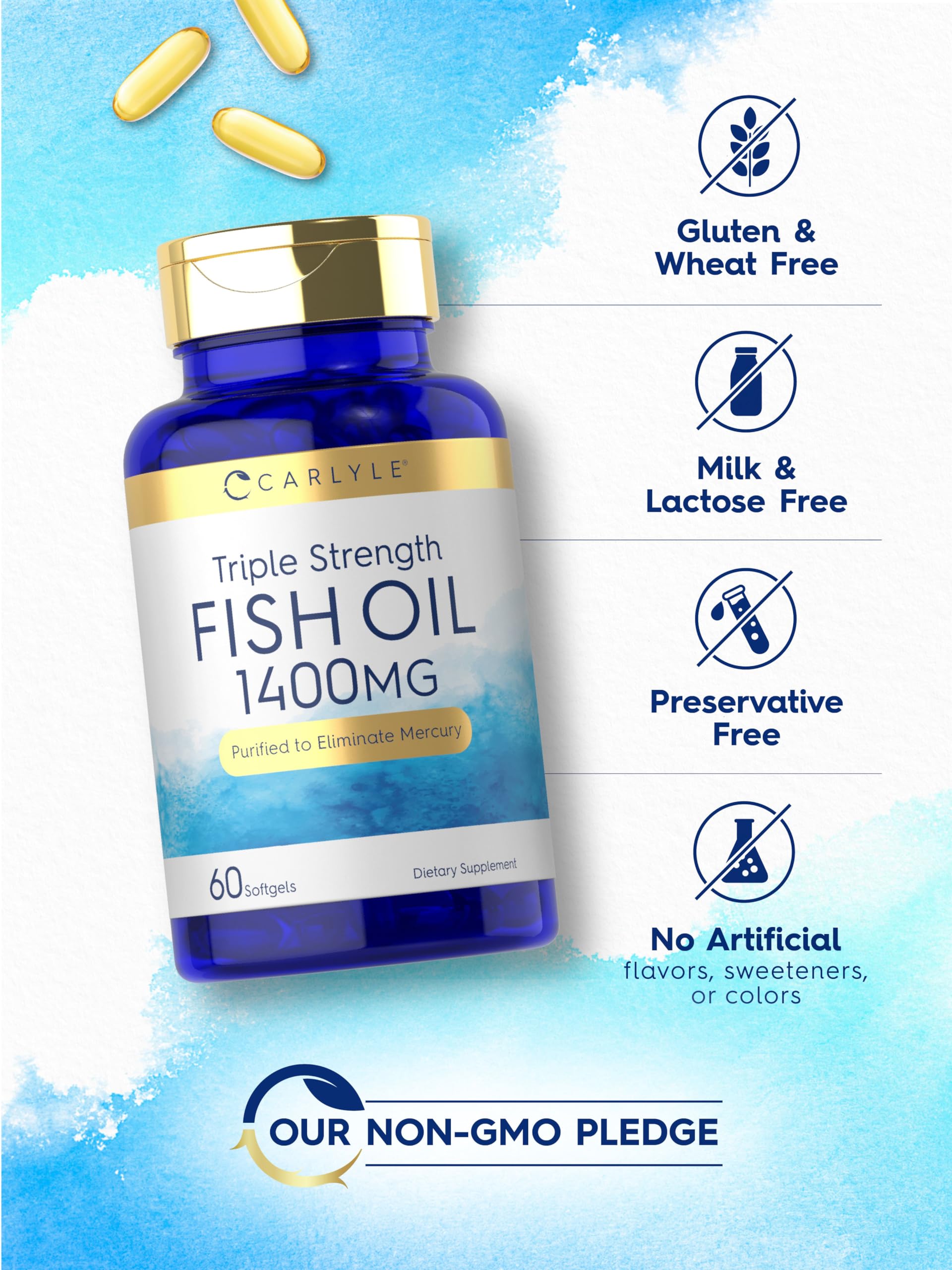 Foto 6 pulgar | Suplemento de Aceite de Pescado Carlyle Triple Strength 1400 mg 60 Cápsulas Blandas - Venta Internacional
