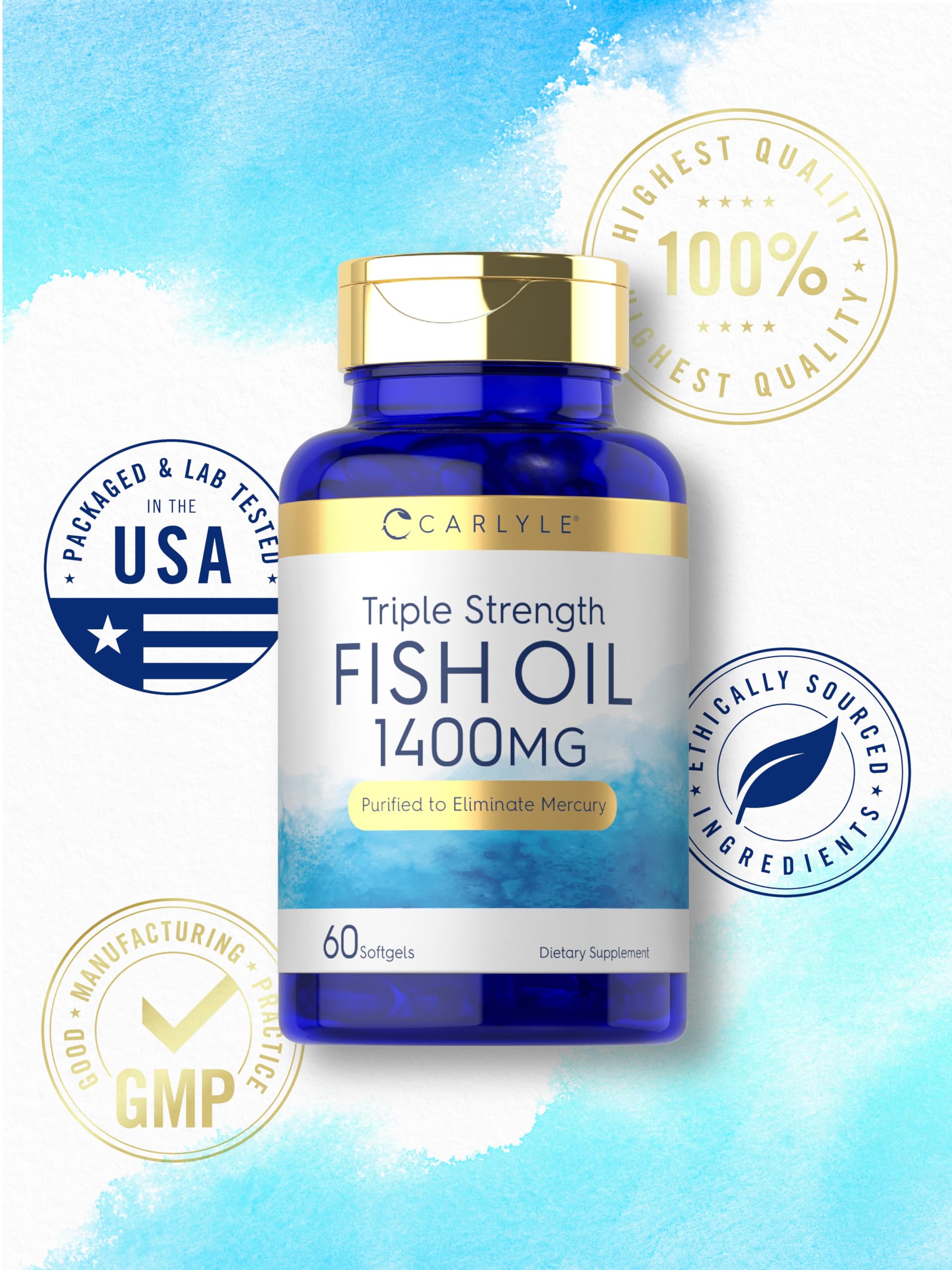 Foto 7 pulgar | Suplemento de Aceite de Pescado Carlyle Triple Strength 1400 mg 60 Cápsulas Blandas - Venta Internacional