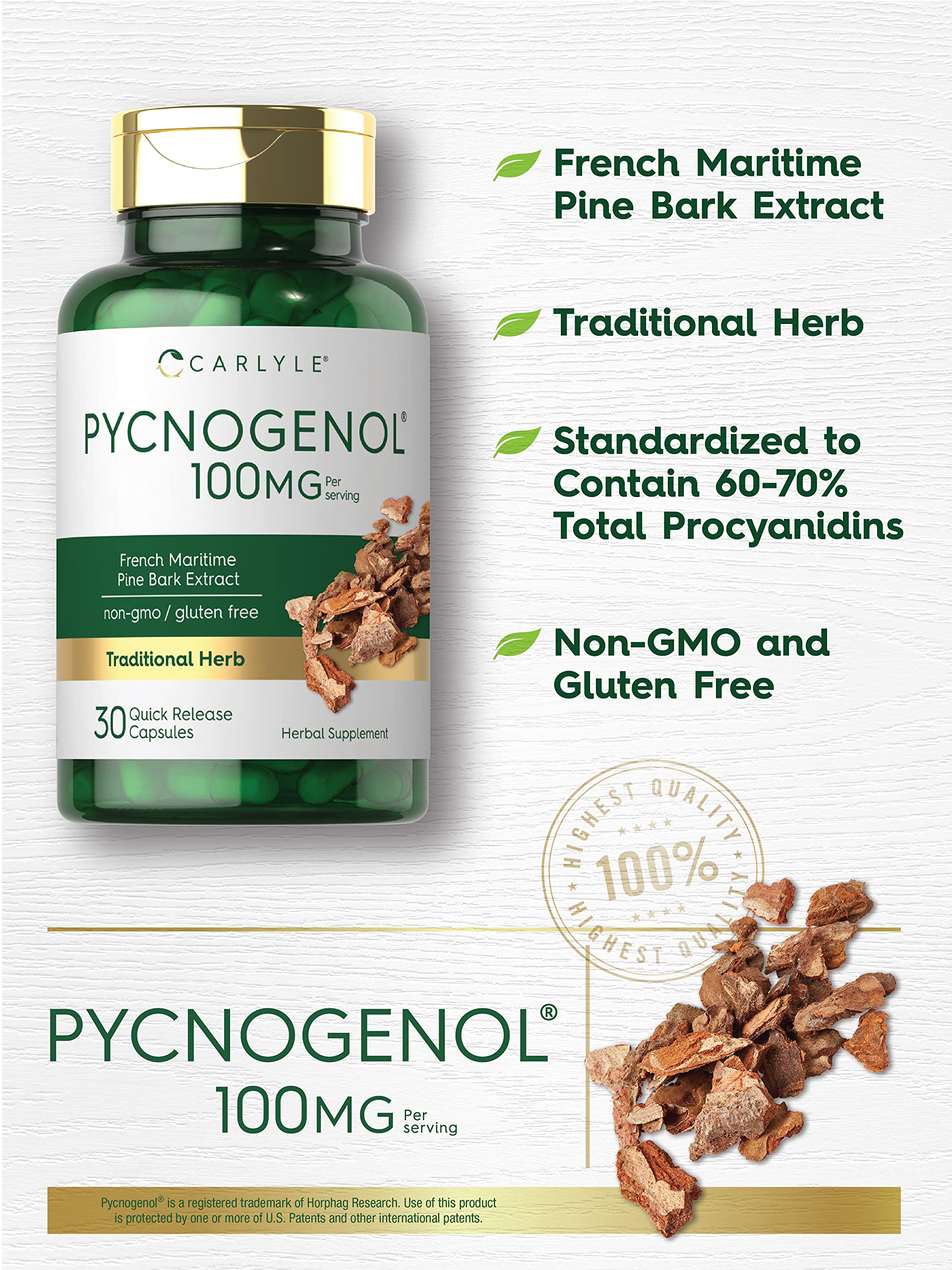Foto 3 | Suplemento Carlyle Pycnogenol 100 Mg | 30 Cápsulas - Antioxidante Natural