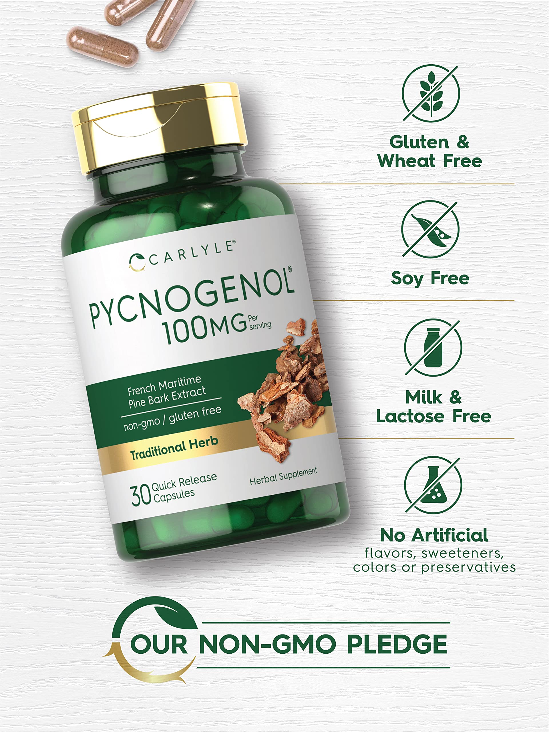 Foto 5 pulgar | Suplemento Carlyle Pycnogenol 100 Mg | 30 Cápsulas - Antioxidante Natural