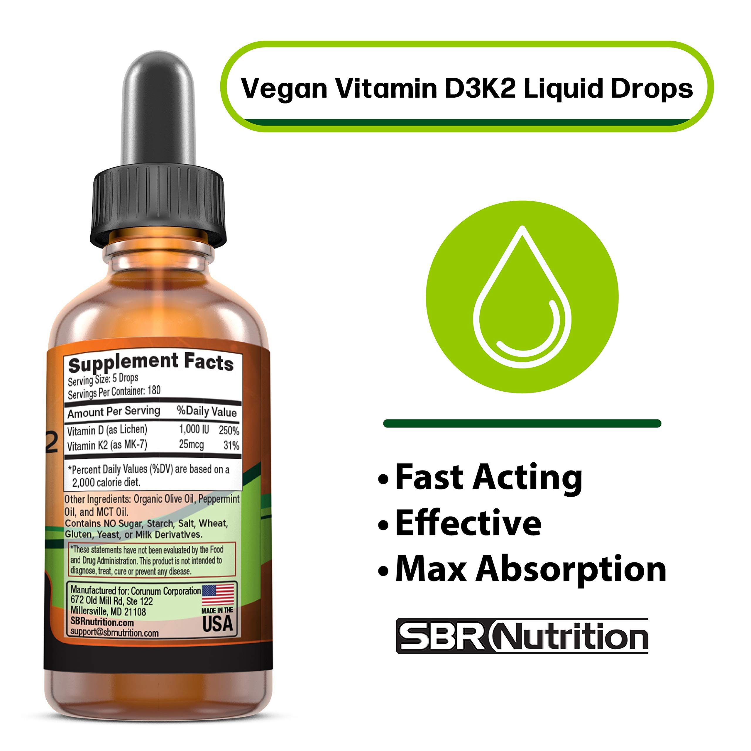 Foto 3 pulgar | Suplemento Líquido Vegano de Vitamina D3 + K2 de Sbr Nutrition - Venta Internacional