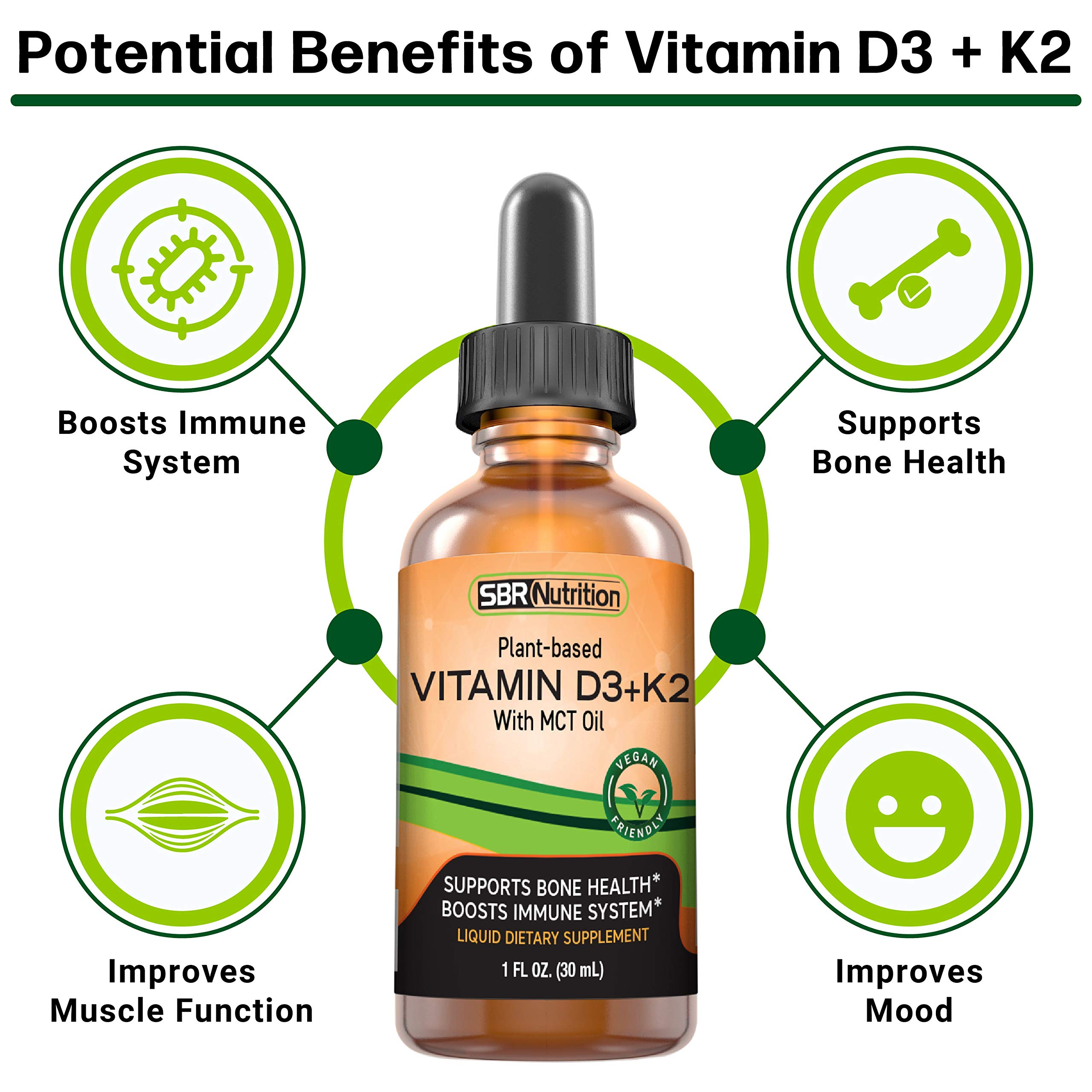 Foto 4 pulgar | Suplemento Líquido Vegano de Vitamina D3 + K2 de Sbr Nutrition - Venta Internacional
