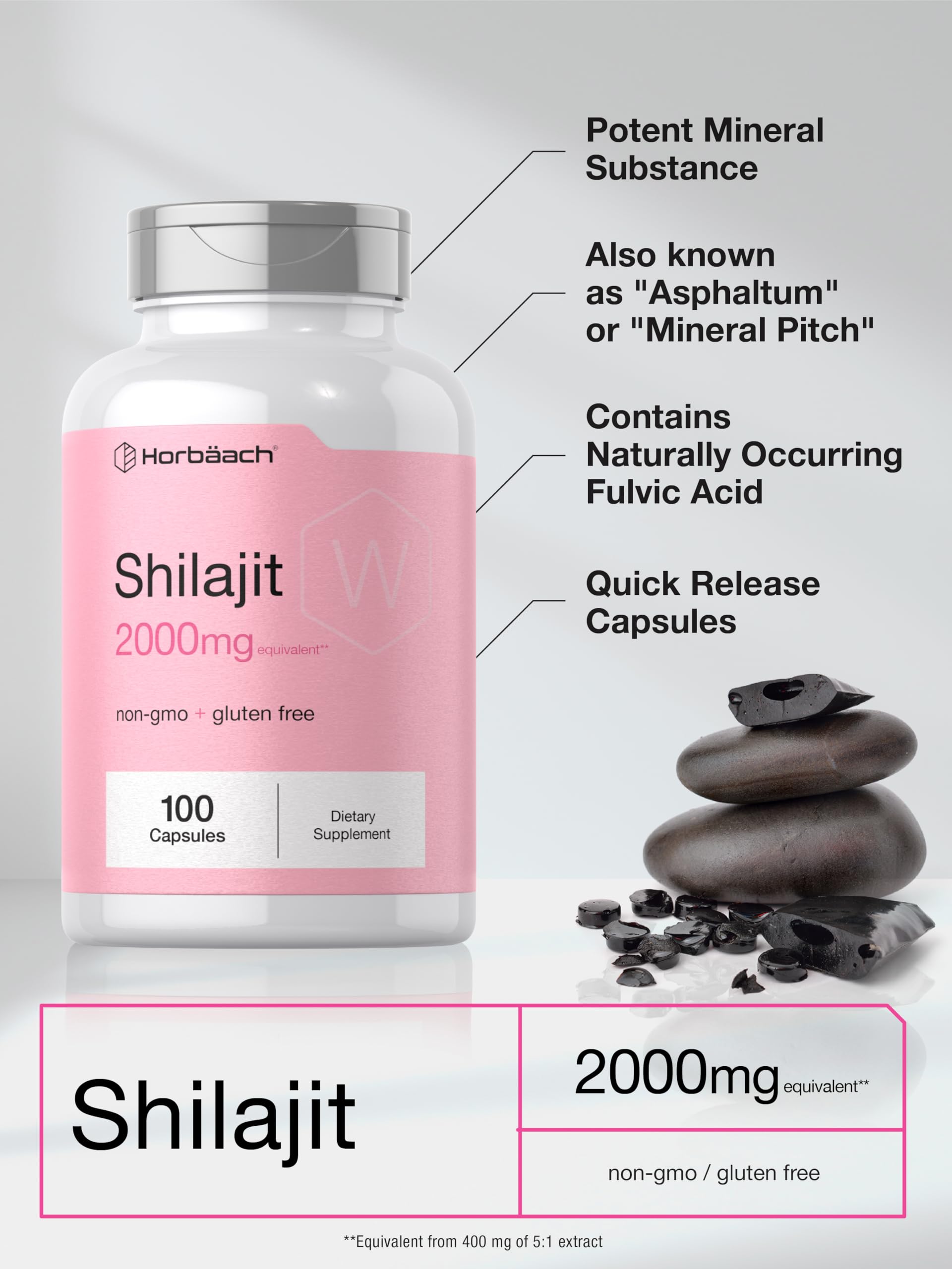 Foto 5 pulgar | Suplemento Horbäach Shilajit 2000 mg 100 Unidades - Venta Internacional