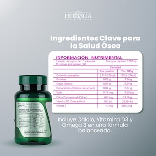 Foto 5 | Calcio Max 600 Triple Fuerza Herbalia Lab con Vitamina D3 Y Omega 3