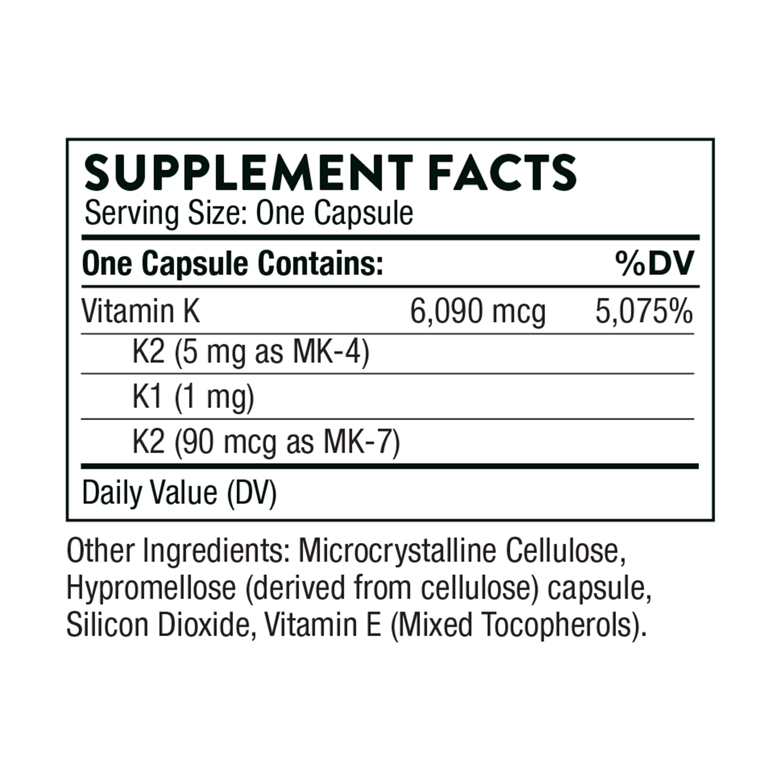 Foto 3 pulgar | Suplemento Thorne Vitamina K 60 Cápsulas - Venta Internacional