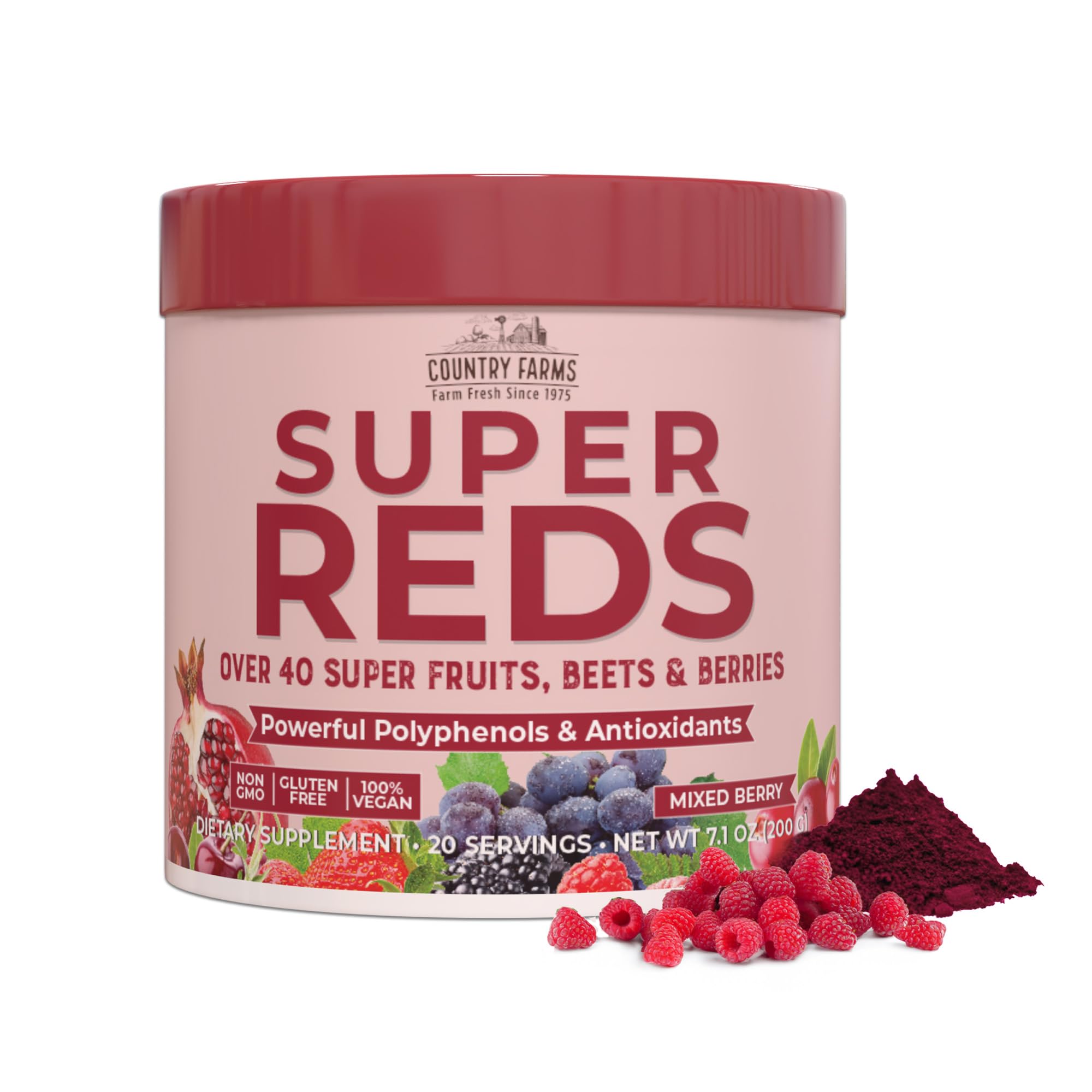 Foto 2 pulgar | Suplemento Superalimento de Polifenol Country Farms Super Reds 200 Ml - Venta Internacional