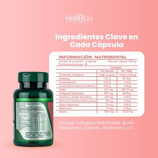 Foto 4 | Colágeno Hidrolizado Y Ácido Hialurónico Con Biotina Herbalia Lab Resveratrol Vitamina E Y Vitamina C