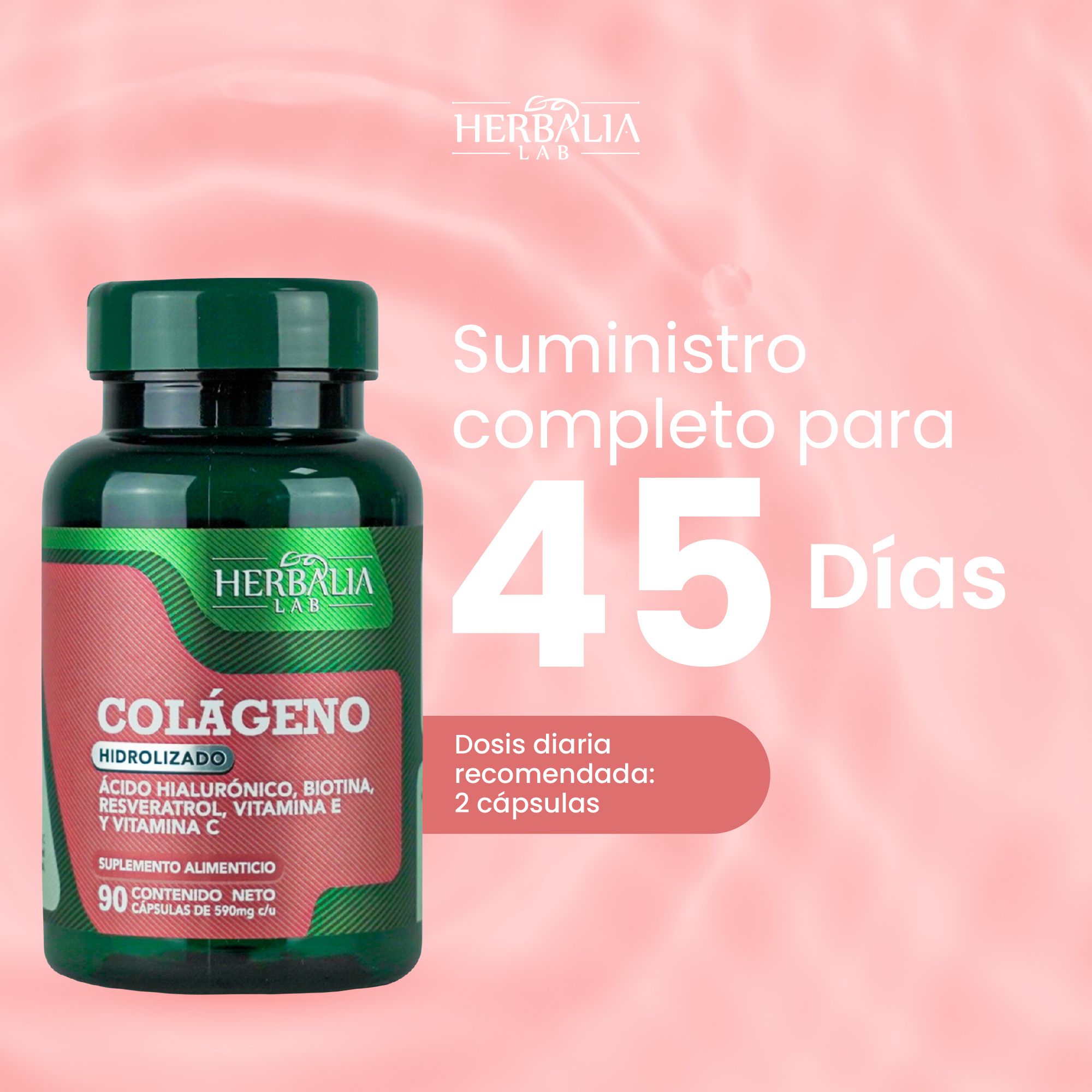 Foto 7 pulgar | Colágeno Hidrolizado Y Ácido Hialurónico Con Biotina Herbalia Lab Resveratrol Vitamina E Y Vitamina C