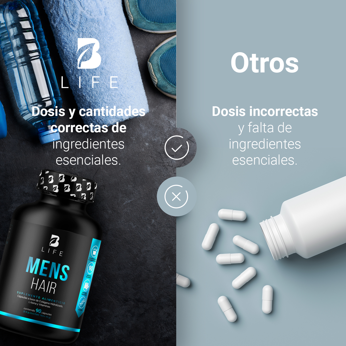 Foto 7 pulgar | Cápsulas con Colágeno Mens Hair B Life L-lisina Zinc y Vitaminas Biotina A D3 B5 y B6