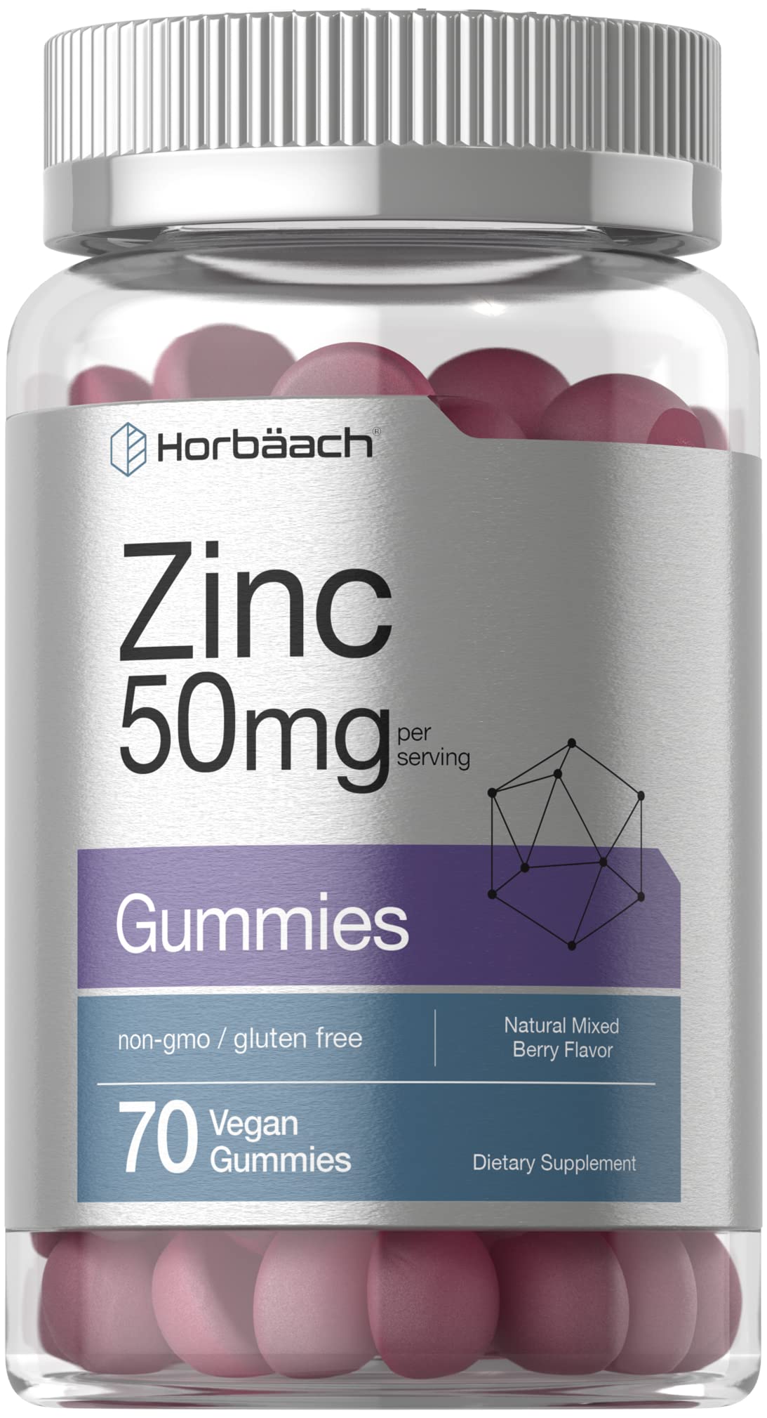 Foto 2 pulgar | Suplemento de Gomitas Zinc Horbaach 50 mg Veganas 70 Unidades - Venta Internacional