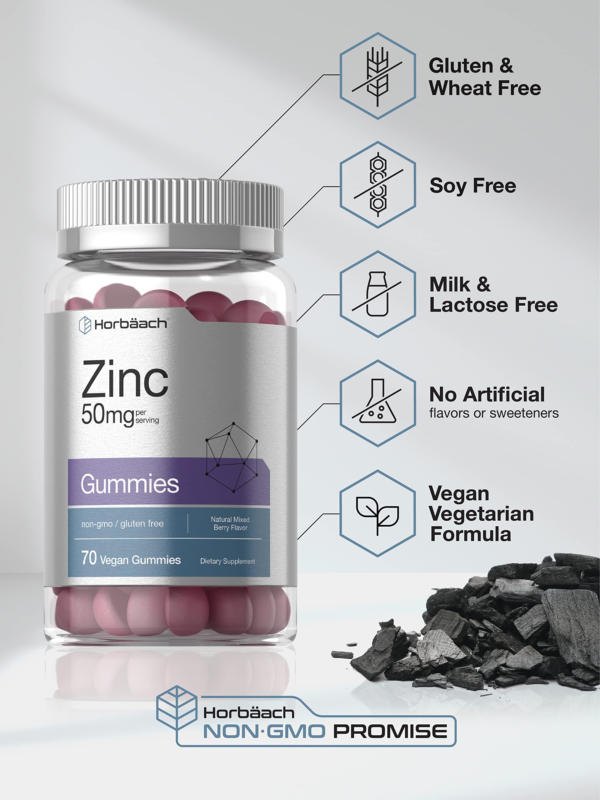 Foto 5 pulgar | Suplemento de Gomitas Zinc Horbaach 50 mg Veganas 70 Unidades - Venta Internacional