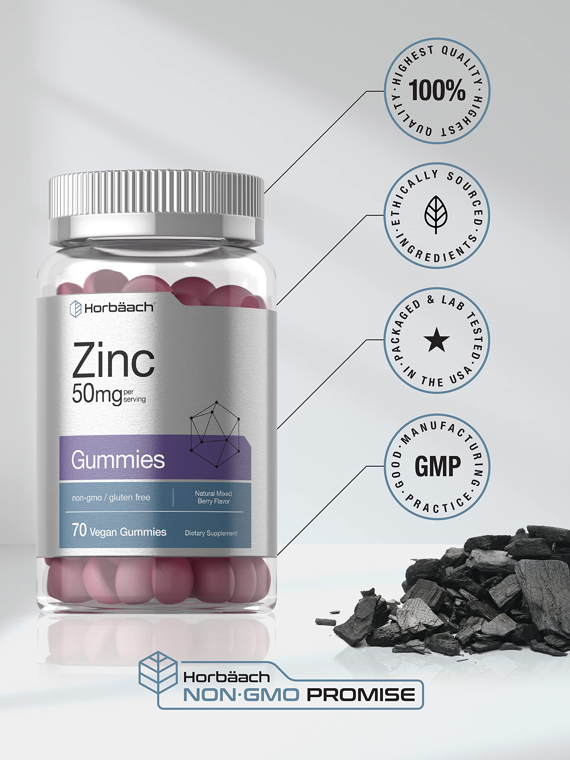 Foto 6 pulgar | Suplemento de Gomitas Zinc Horbaach 50 mg Veganas 70 Unidades - Venta Internacional