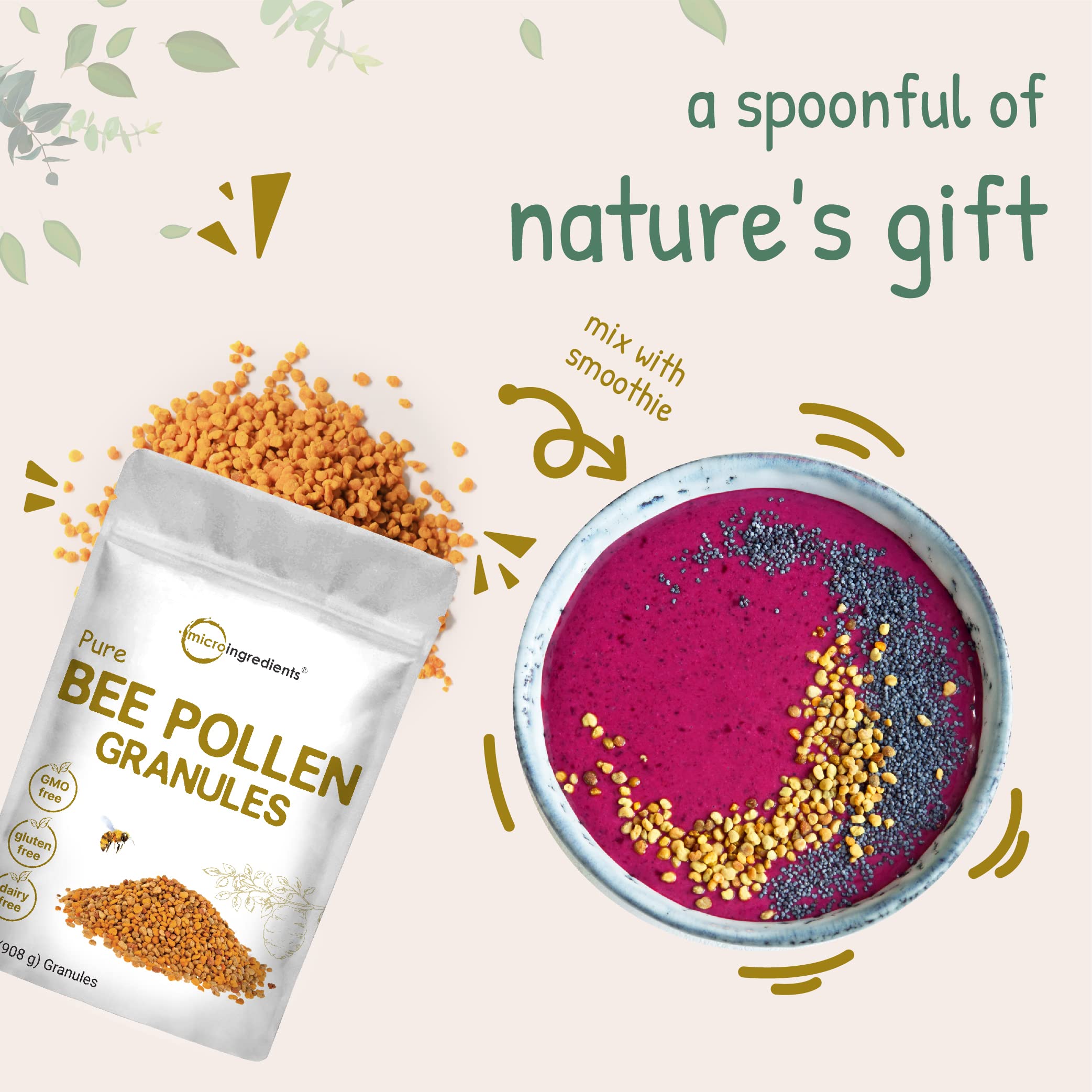 Foto 7 pulgar | Gránulos de Polen de Abeja Microingredientes 907 g Superalimento Crudo - Venta Internacional