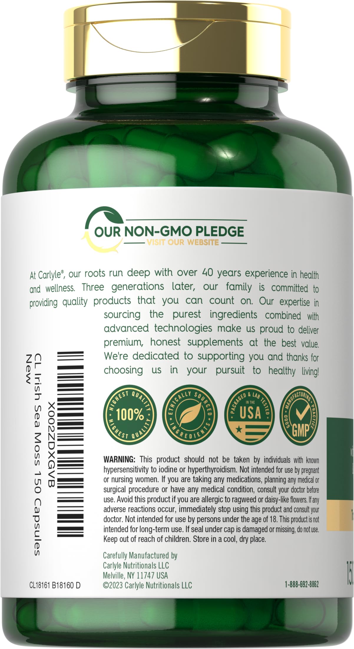 Foto 4 pulgar | Suplemento Carlyle Irish Sea Moss 2250 mg 150 Cápsulas - Venta Internacional