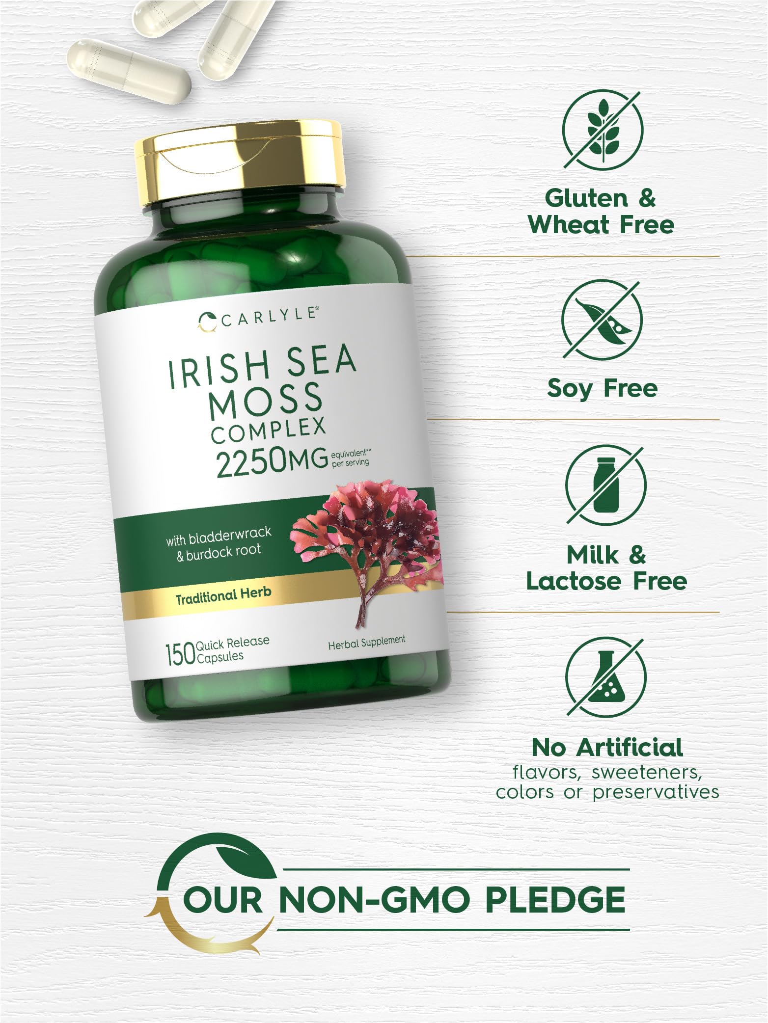 Foto 6 pulgar | Suplemento Carlyle Irish Sea Moss 2250 mg 150 Cápsulas - Venta Internacional