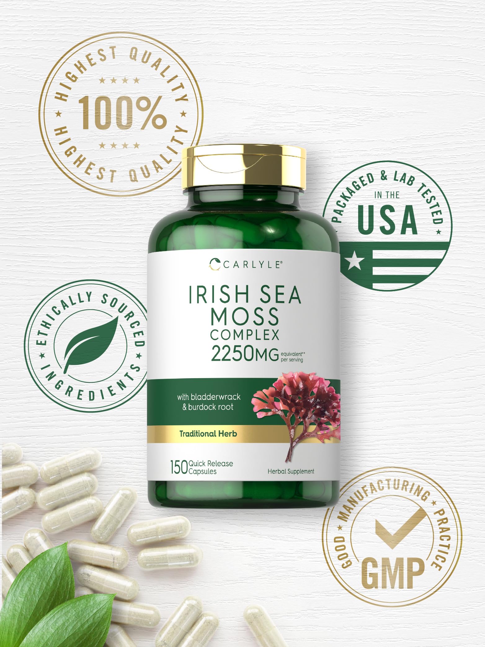 Foto 7 pulgar | Suplemento Carlyle Irish Sea Moss 2250 mg 150 Cápsulas - Venta Internacional
