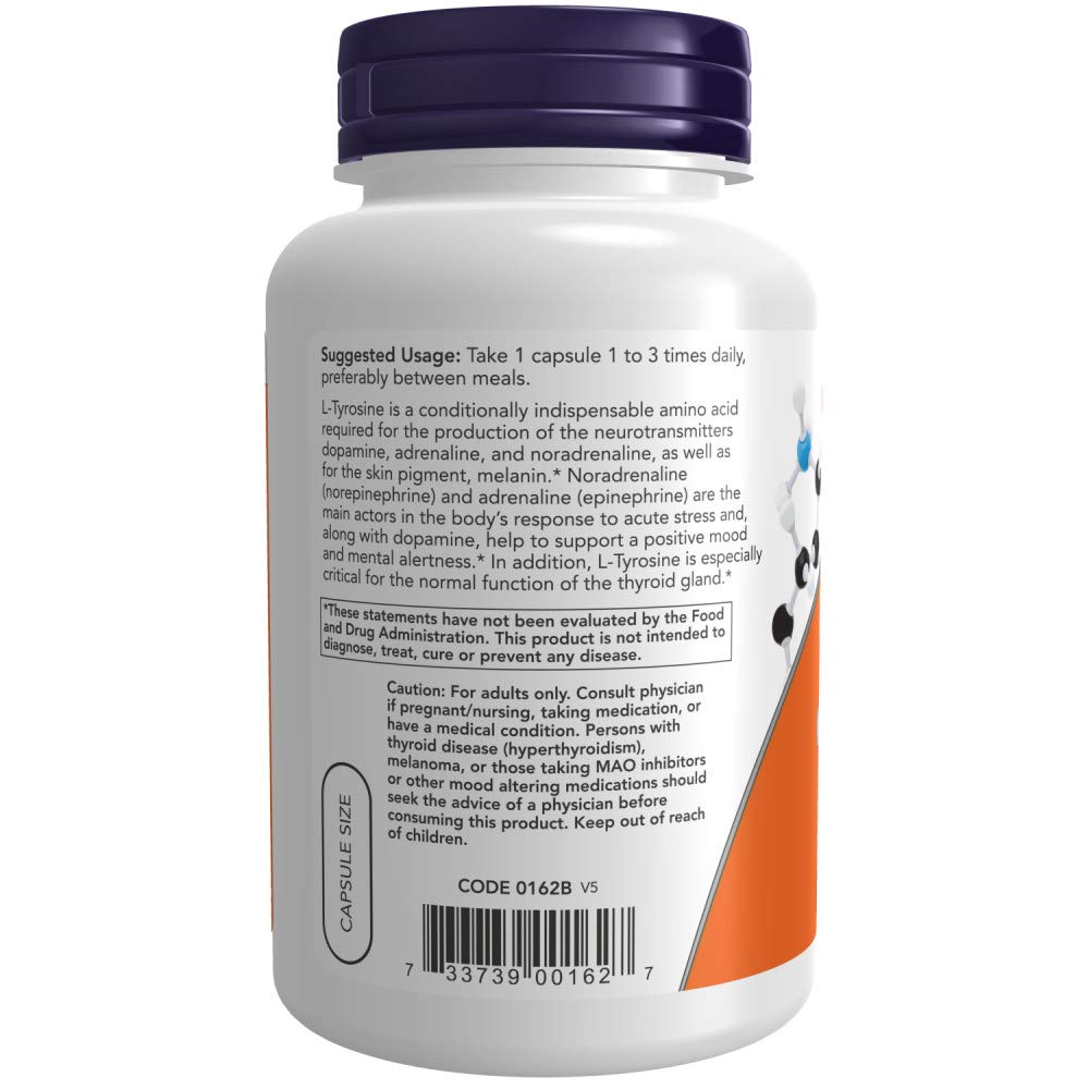 Foto 4 pulgar | Suplemento Now 500 mg de L-Tirosina 120 Cápsulas - Venta Internacional