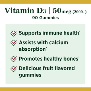 Foto 3 | Suplemento Vitamínico Nature's Bounty Vitamin D3 Gummies 2000 Ui - Venta Internacional