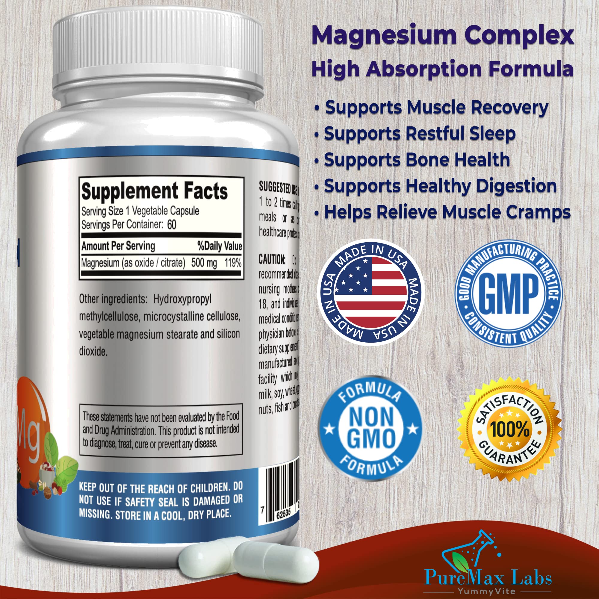 Foto 3 pulgar | Suplemento Yummyvite de Magnesio 500 Mg 60 Cápsulas - Venta Internacional