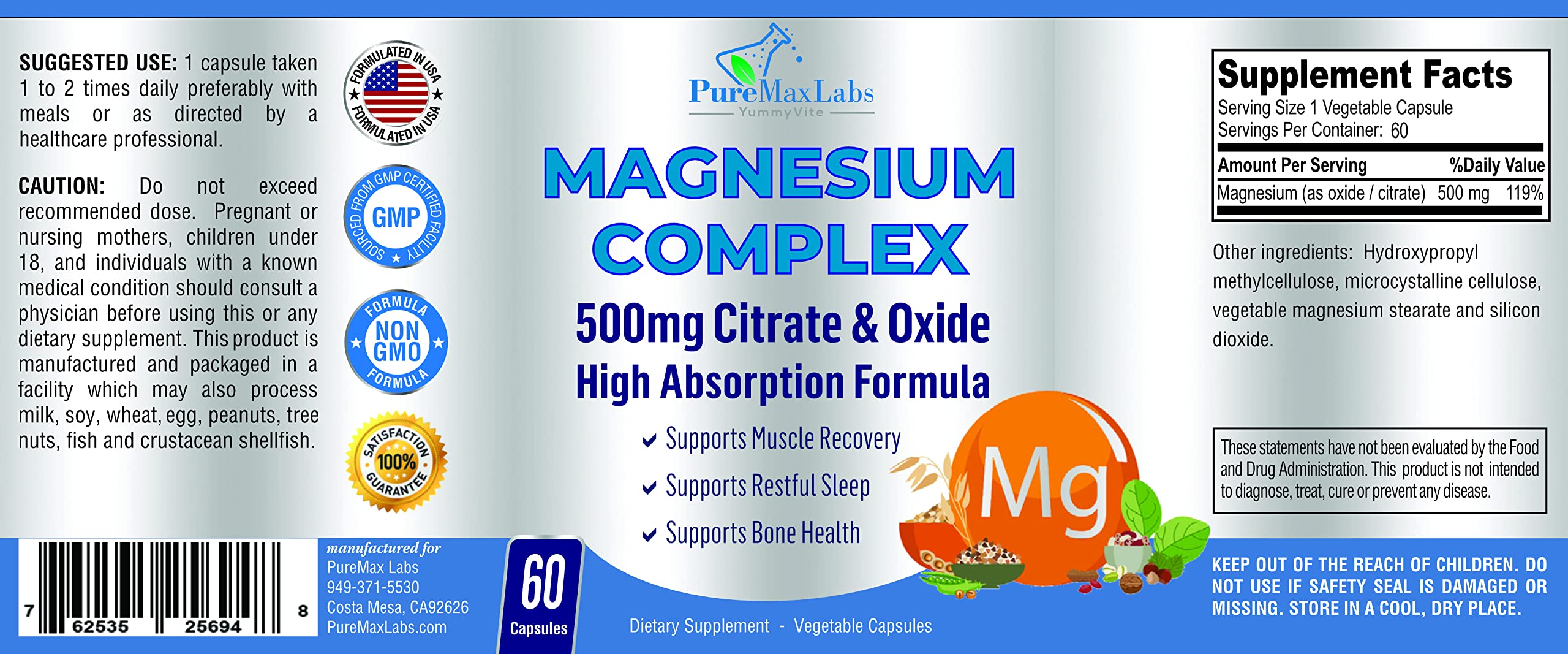 Foto 6 pulgar | Suplemento Yummyvite de Magnesio 500 Mg 60 Cápsulas - Venta Internacional