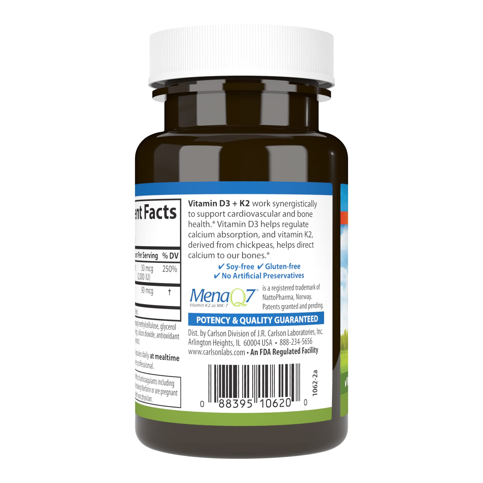 Foto 4 pulgar | Suplemento Carlson de Vitamina D3 + K2 50 Mcg/2000 Ui Y 90 Mcg Mk7 - Venta Internacional