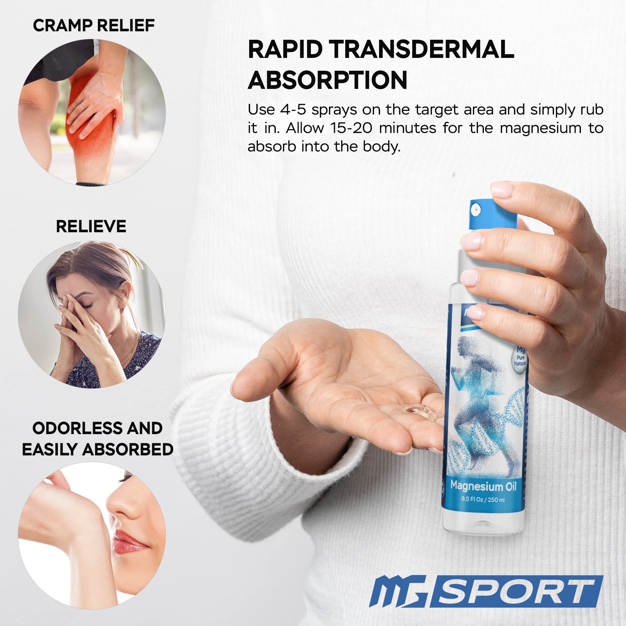 Foto 5 pulgar | Spray de Aceite de Magnesio MgSport de Alta Absorción 250 ml del Mar Muerto - Venta Internacional