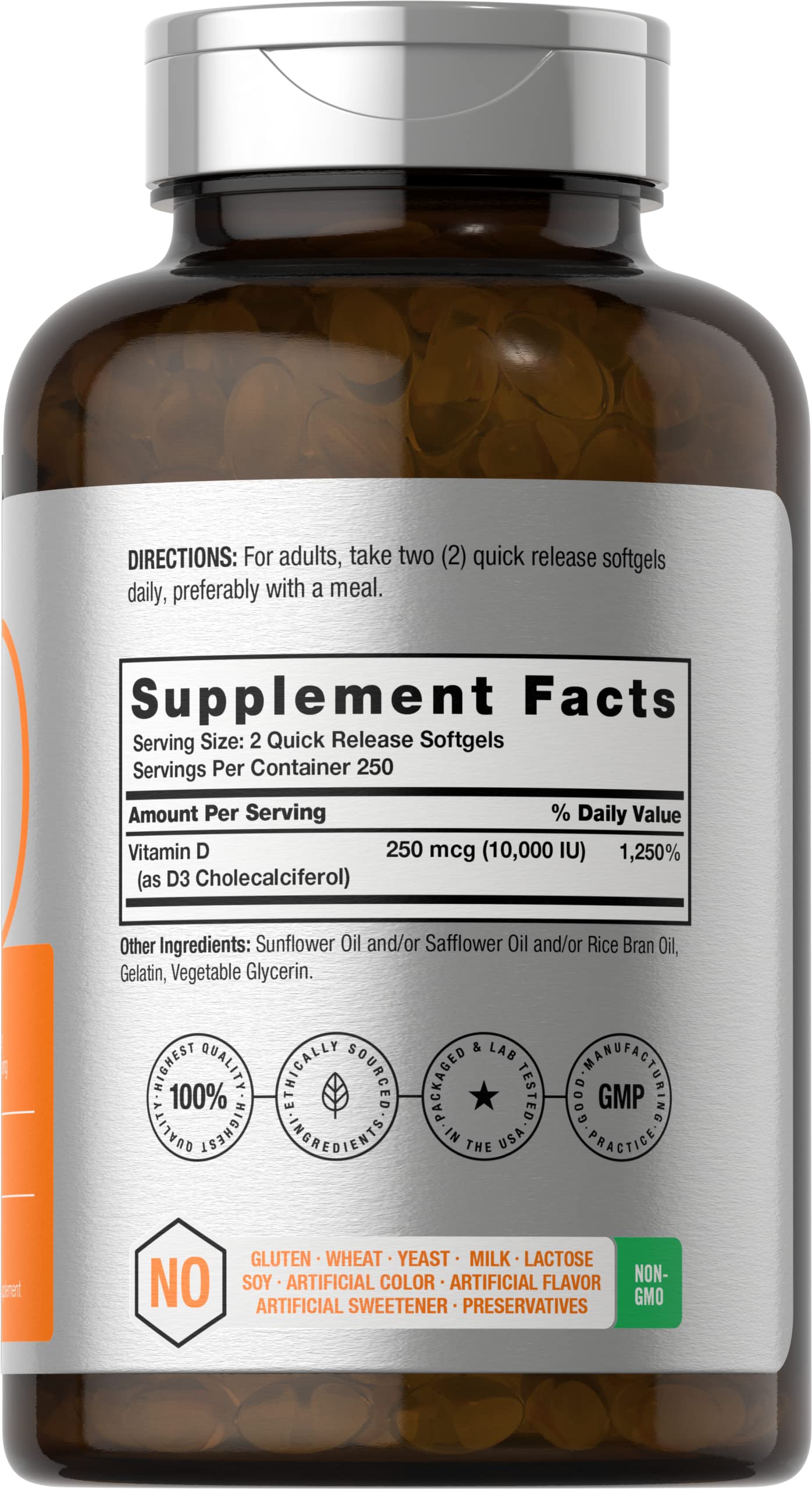 Foto 3 pulgar | Suplemento Horbäach De Vitamina D3 10000 Ui 500 Cápsulas Blandas - Venta Internacional