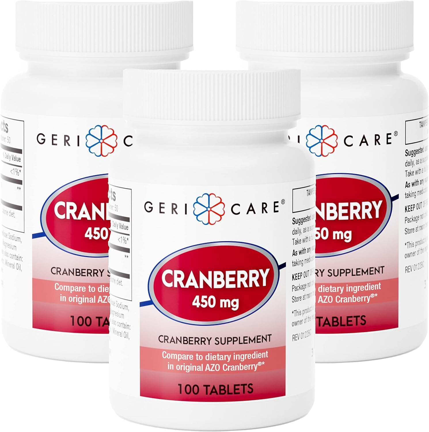 Foto 1 | Suplemento Gericare Arándanos Rojos 450 mg 3 Frascos con 100 Tabletas C/U - Venta Internacional