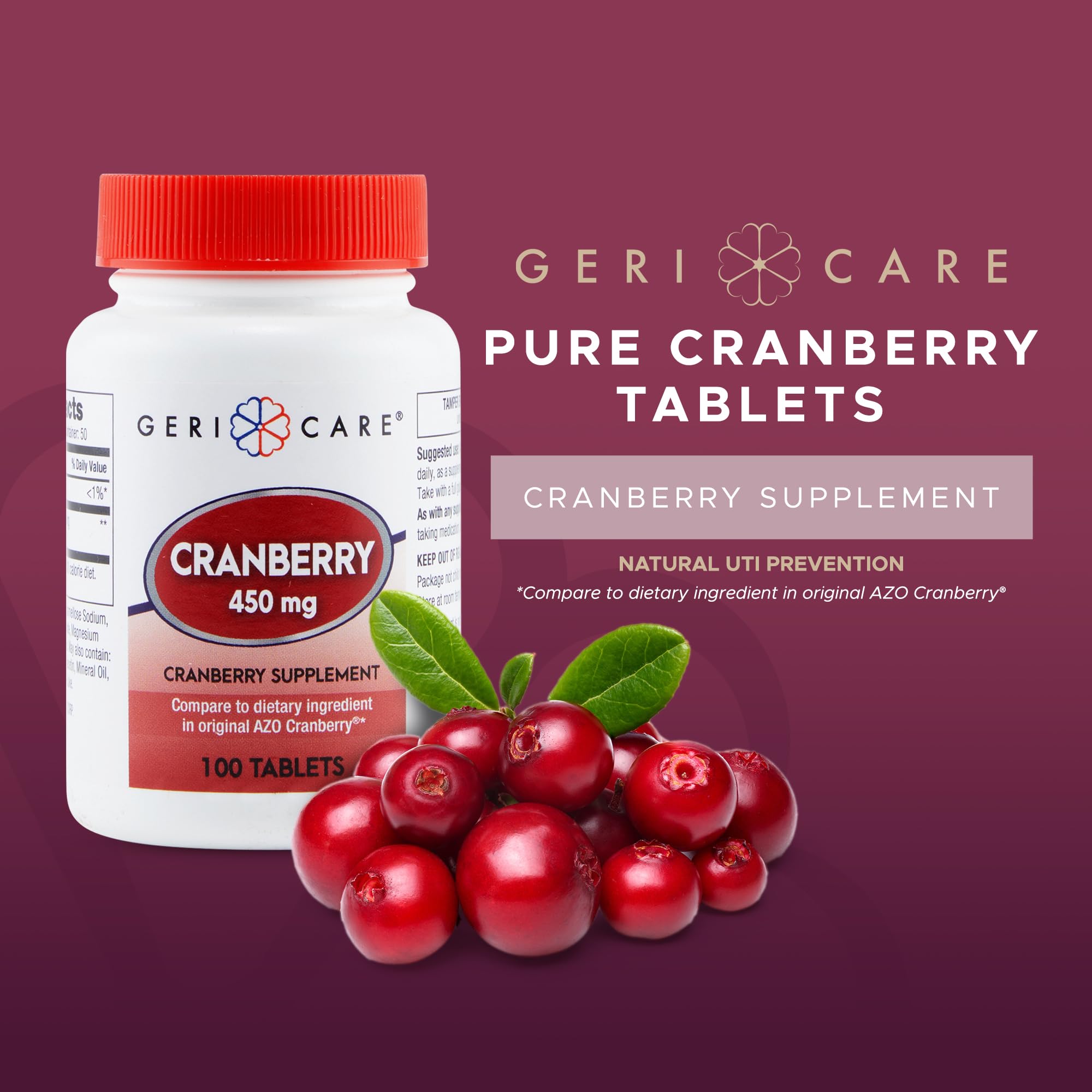 Foto 3 pulgar | Suplemento Gericare Arándanos Rojos 450 mg 3 Frascos con 100 Tabletas C/U - Venta Internacional