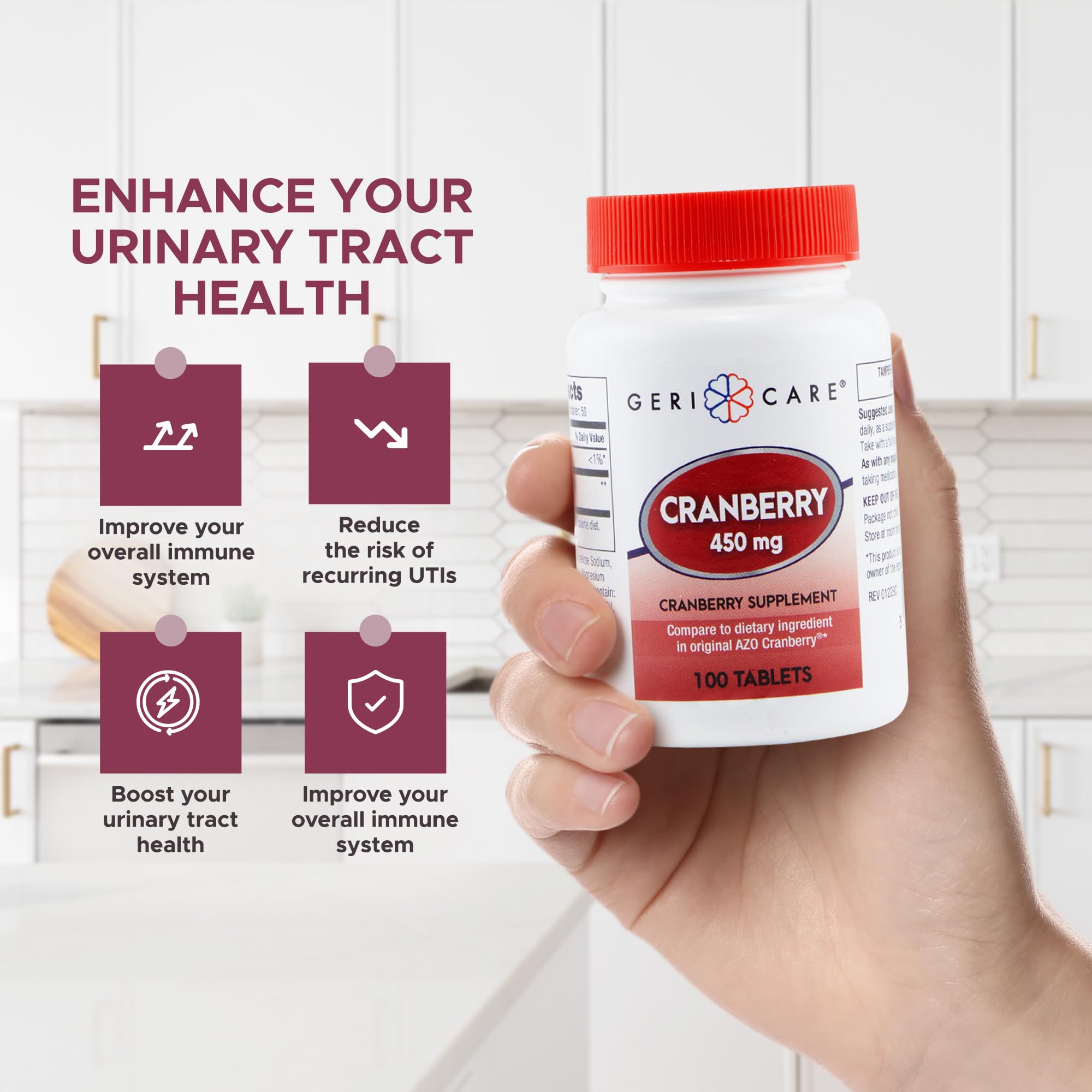 Foto 4 | Suplemento Gericare Arándanos Rojos 450 mg 3 Frascos con 100 Tabletas C/U - Venta Internacional