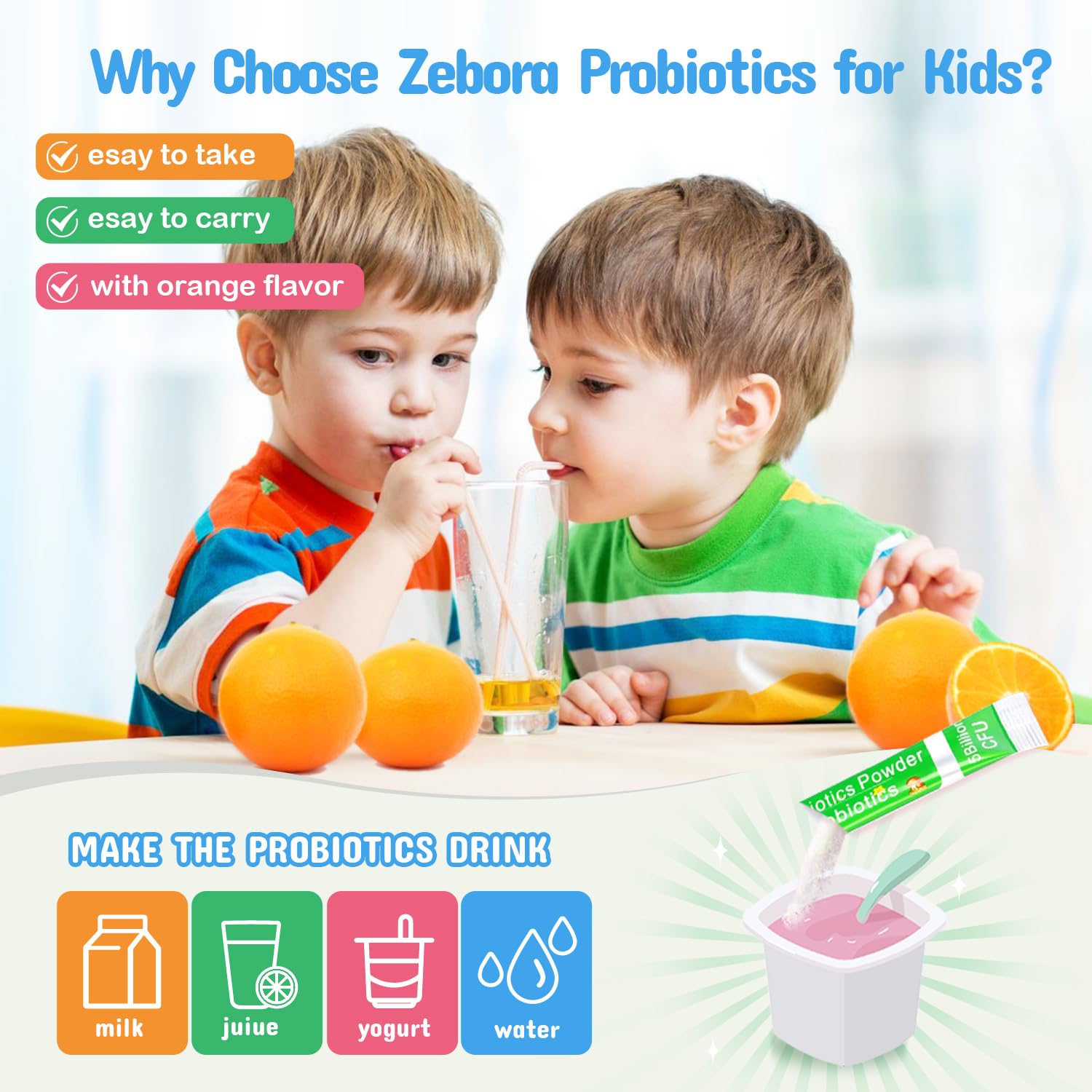 Foto 3 | Polvo Probiótico y Prebiótico Zebora para Niños 30 Paquetes - Venta Internacional
