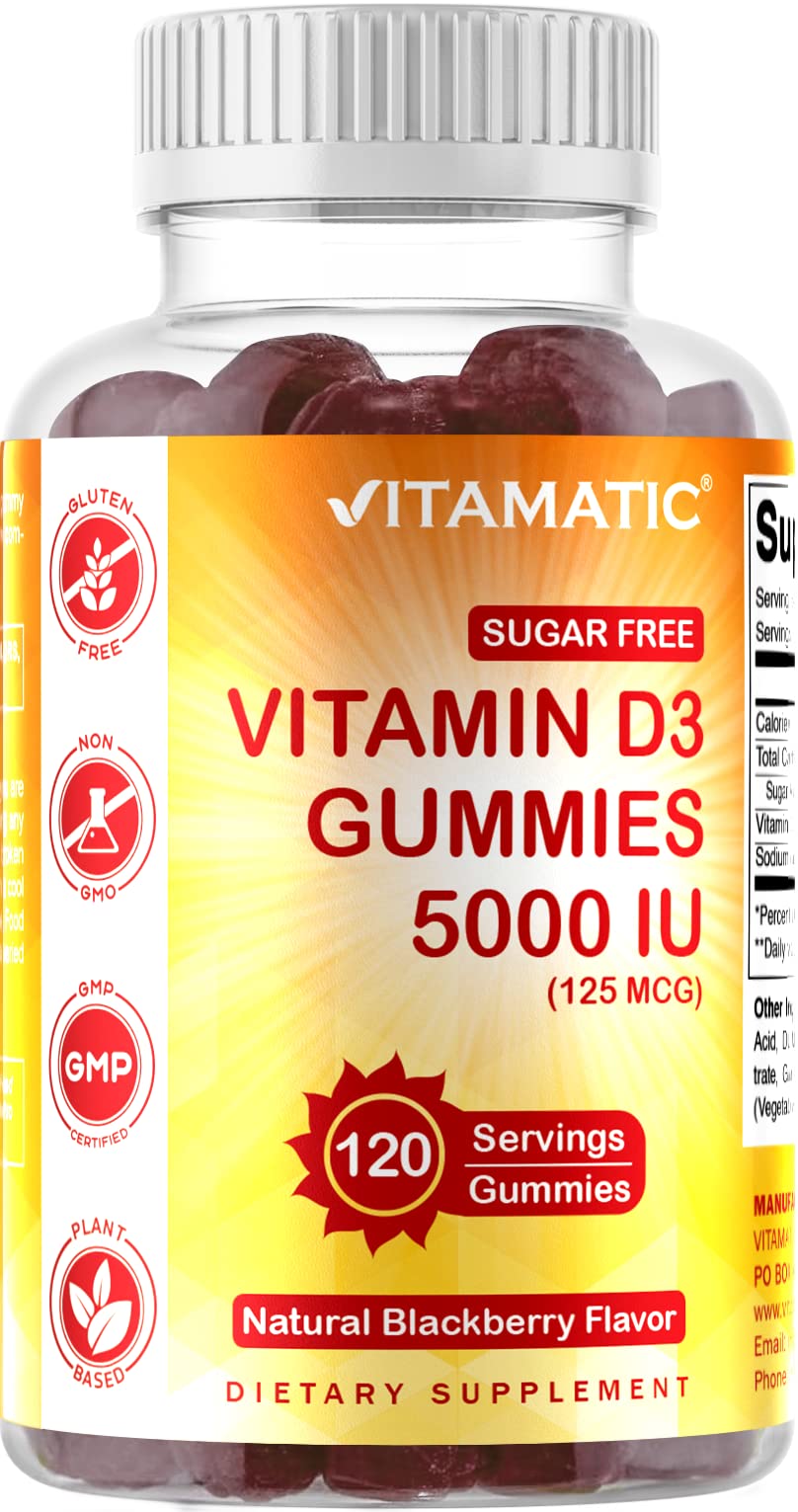Gomitas de Vitamina D3 Vitamatic 5000 Ui sin Azúcar 120 Porciones - Venta Internacional