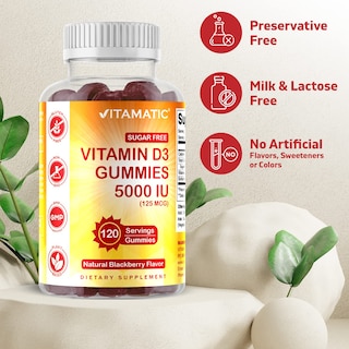 Foto 3 | Gomitas de Vitamina D3 Vitamatic 5000 Ui sin Azúcar 120 Porciones - Venta Internacional