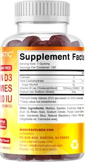 Foto 4 | Gomitas de Vitamina D3 Vitamatic 5000 Ui sin Azúcar 120 Porciones - Venta Internacional