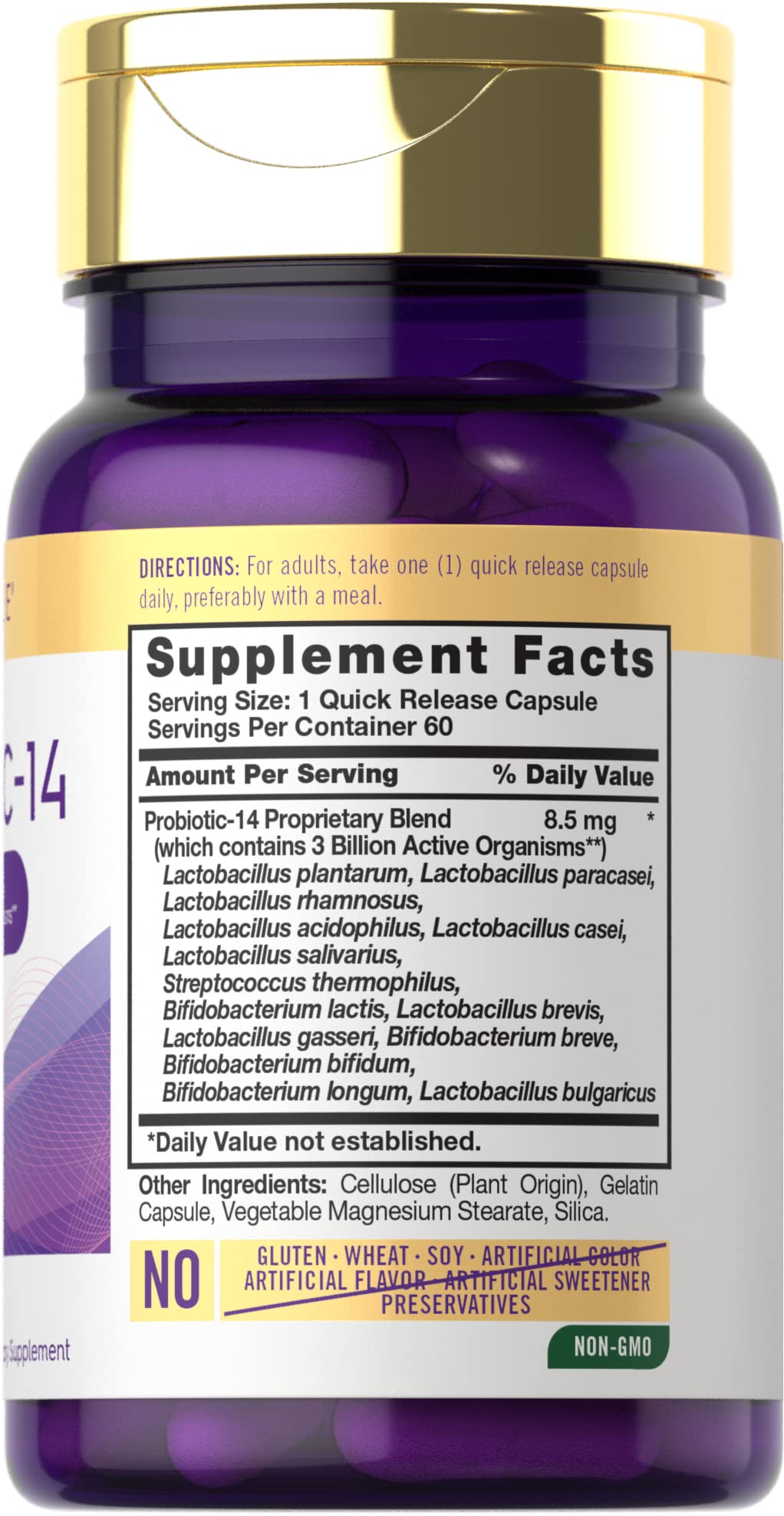 Foto 3 pulgar | Probiótico Carlyle Probiotic-14 con 3 Mil Millones de CFU 60 Cápsulas - Venta Internacional