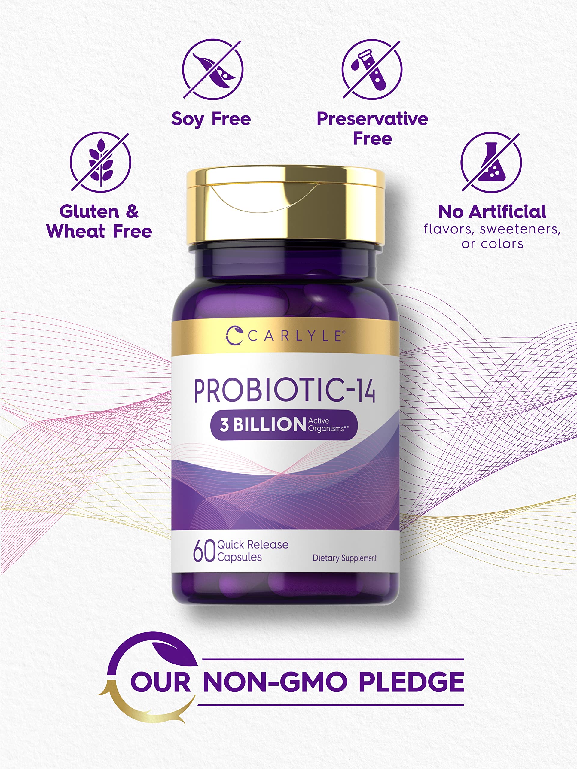 Foto 5 pulgar | Probiótico Carlyle Probiotic-14 con 3 Mil Millones de CFU 60 Cápsulas - Venta Internacional