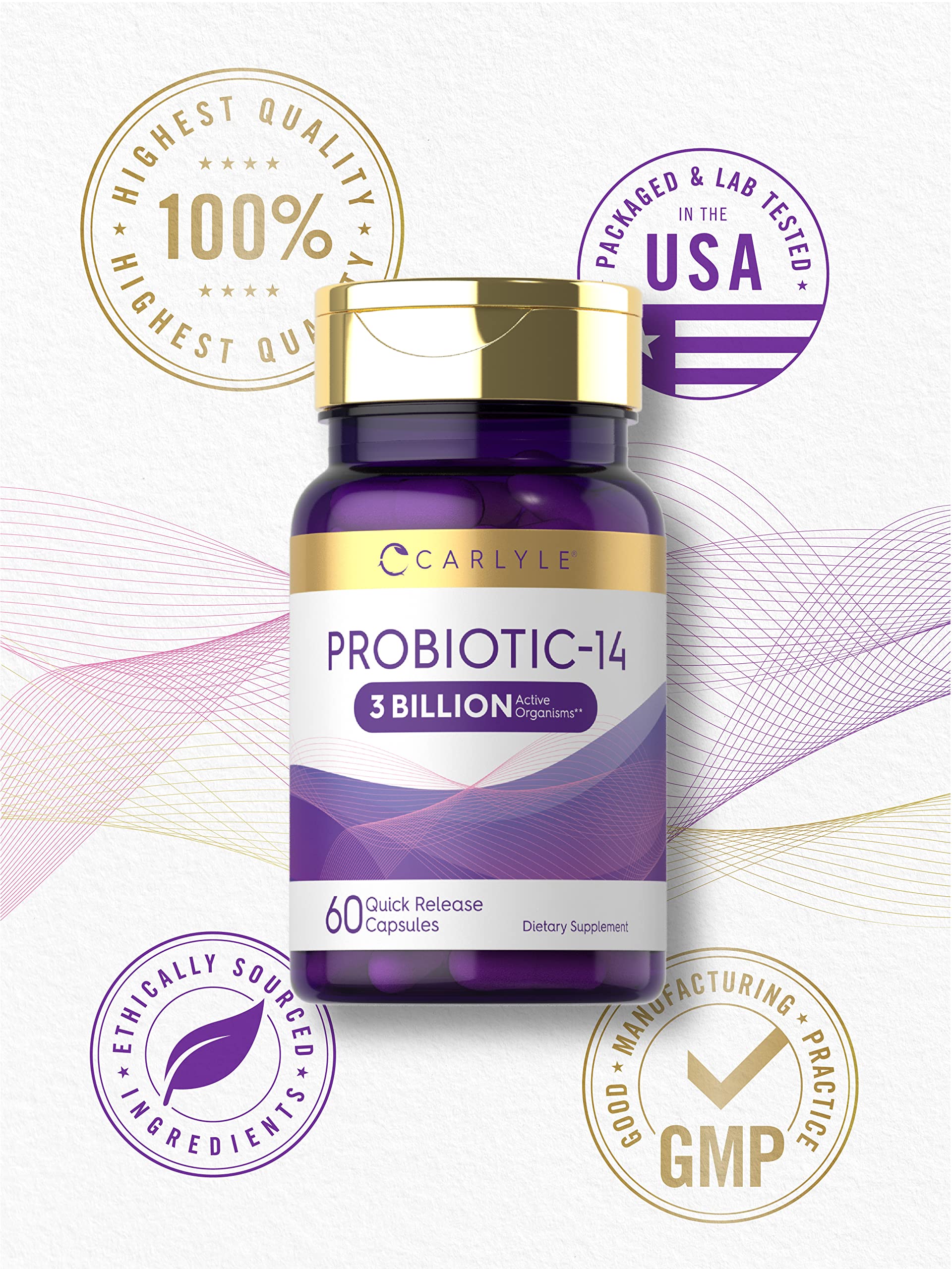 Foto 6 pulgar | Probiótico Carlyle Probiotic-14 con 3 Mil Millones de CFU 60 Cápsulas - Venta Internacional