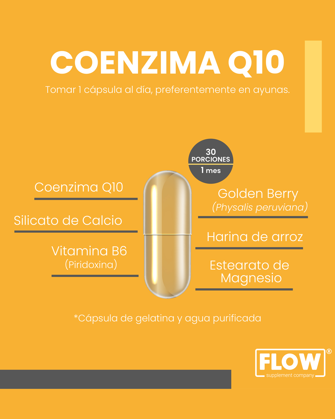 Foto 4 pulgar | Flow Vitaminas Minerales y Suplementos Coenzima Q10 (120mg) 30 Cápsulas de 500 mg
