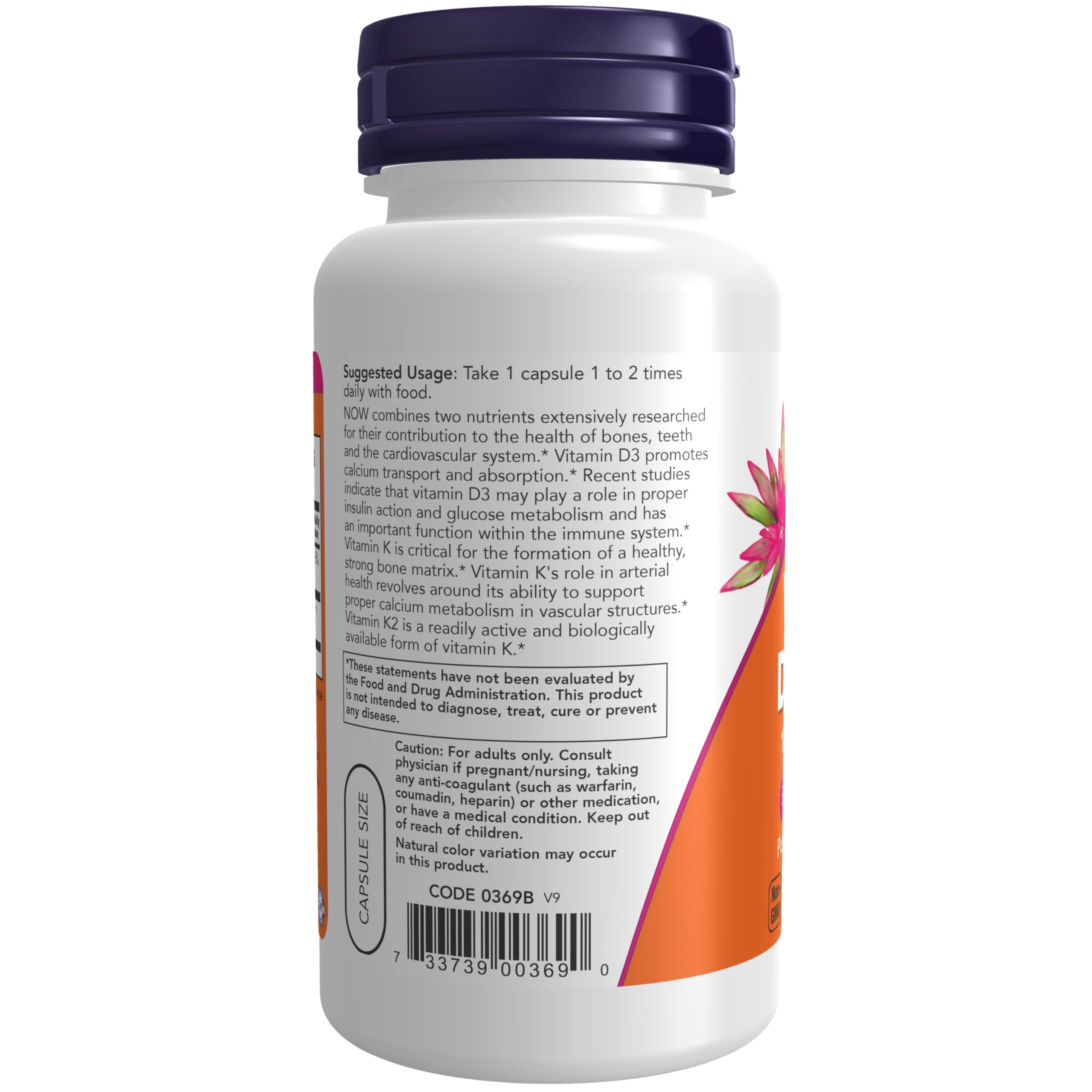 Foto 4 pulgar | NOW Supplements Vitamina D-3 y K-2 1000 UI/45 mcg 120 cápsulas vegetarianas