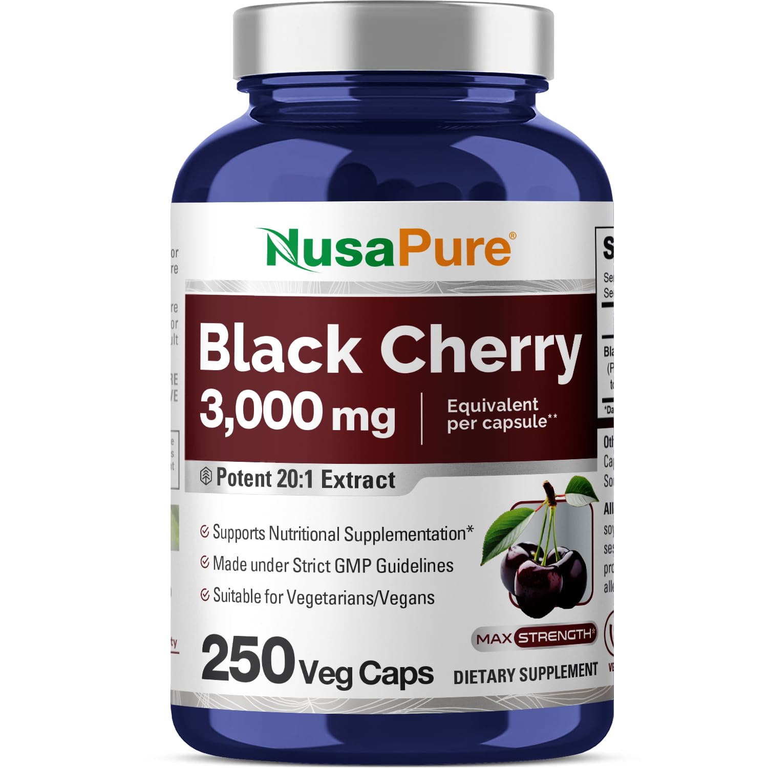 Foto 1 | Suplemento Nusapure Extracto de Cereza Negra 3000 mg 250 Cápsulas - Venta Internacional