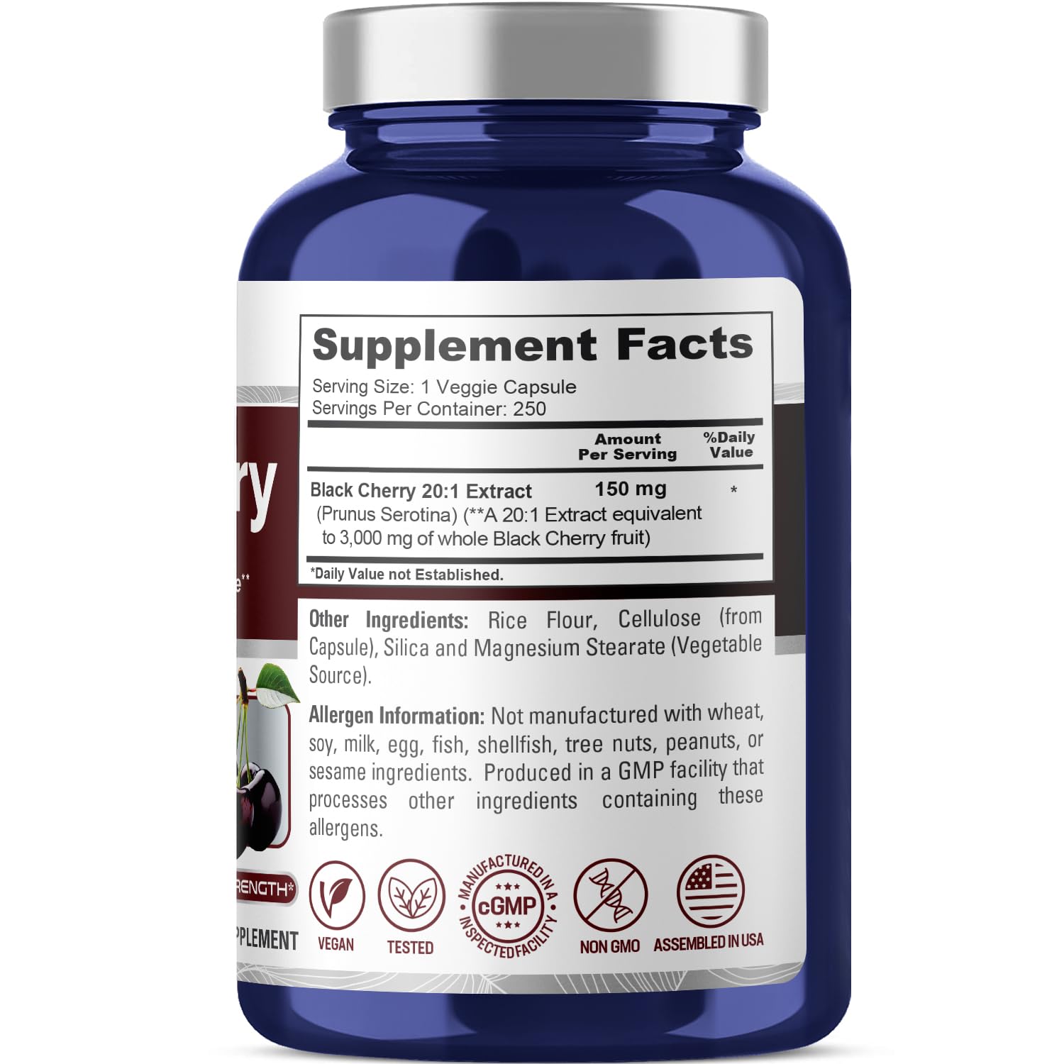 Foto 3 pulgar | Suplemento Nusapure Extracto de Cereza Negra 3000 mg 250 Cápsulas - Venta Internacional