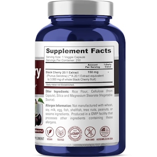 Foto 2 | Suplemento Nusapure Extracto de Cereza Negra 3000 mg 250 Cápsulas - Venta Internacional
