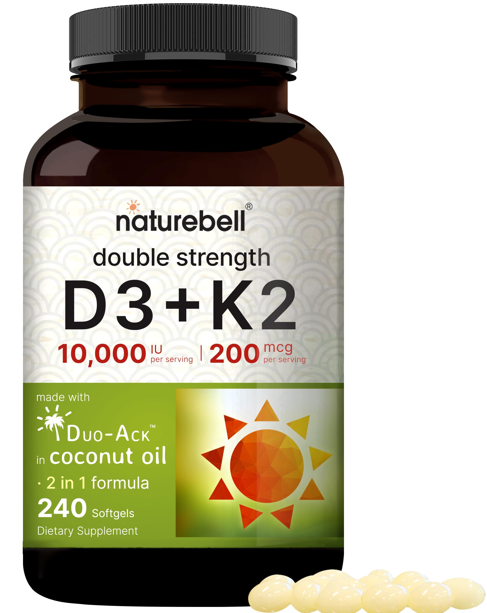 Foto 2 pulgar | Vitamina D3 y K2 Naturebell 10000 Iu 200 mcg - Venta Internacional