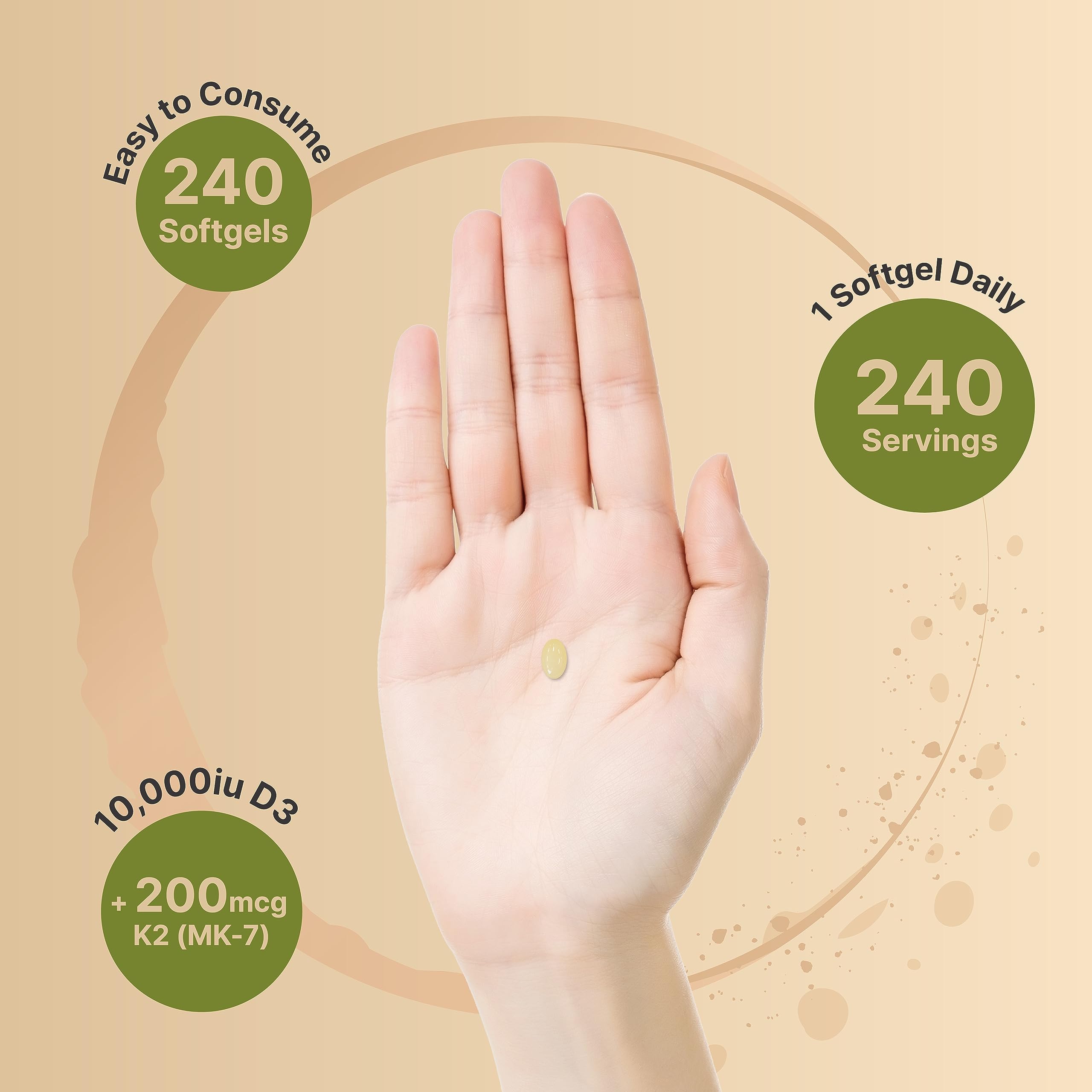 Foto 5 pulgar | Vitamina D3 y K2 Naturebell 10000 Iu 200 mcg - Venta Internacional