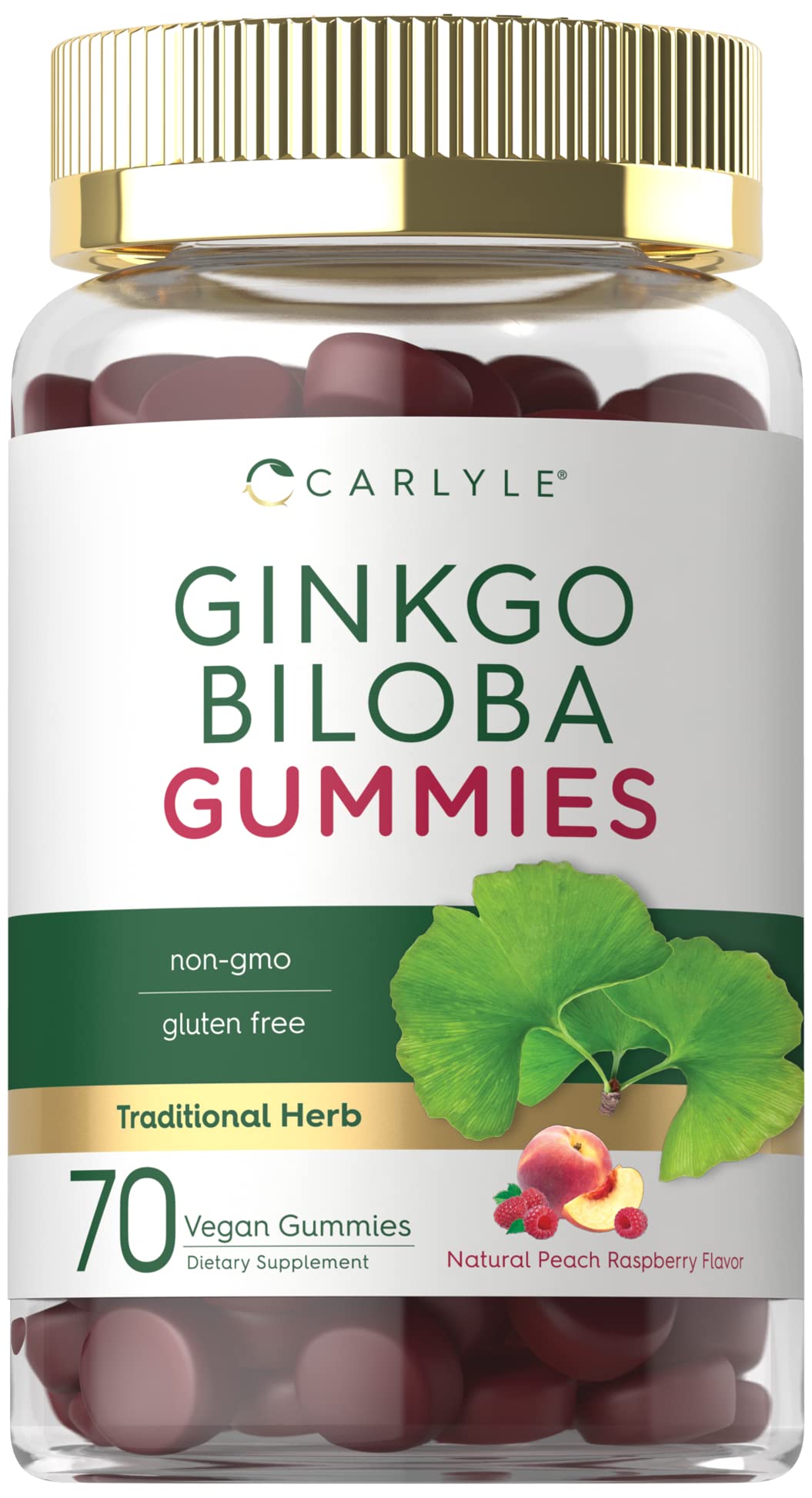 Suplemento Carlyle Ginkgo Biloba 300 Mg 70 Gomitas Veganas - Venta Internacional