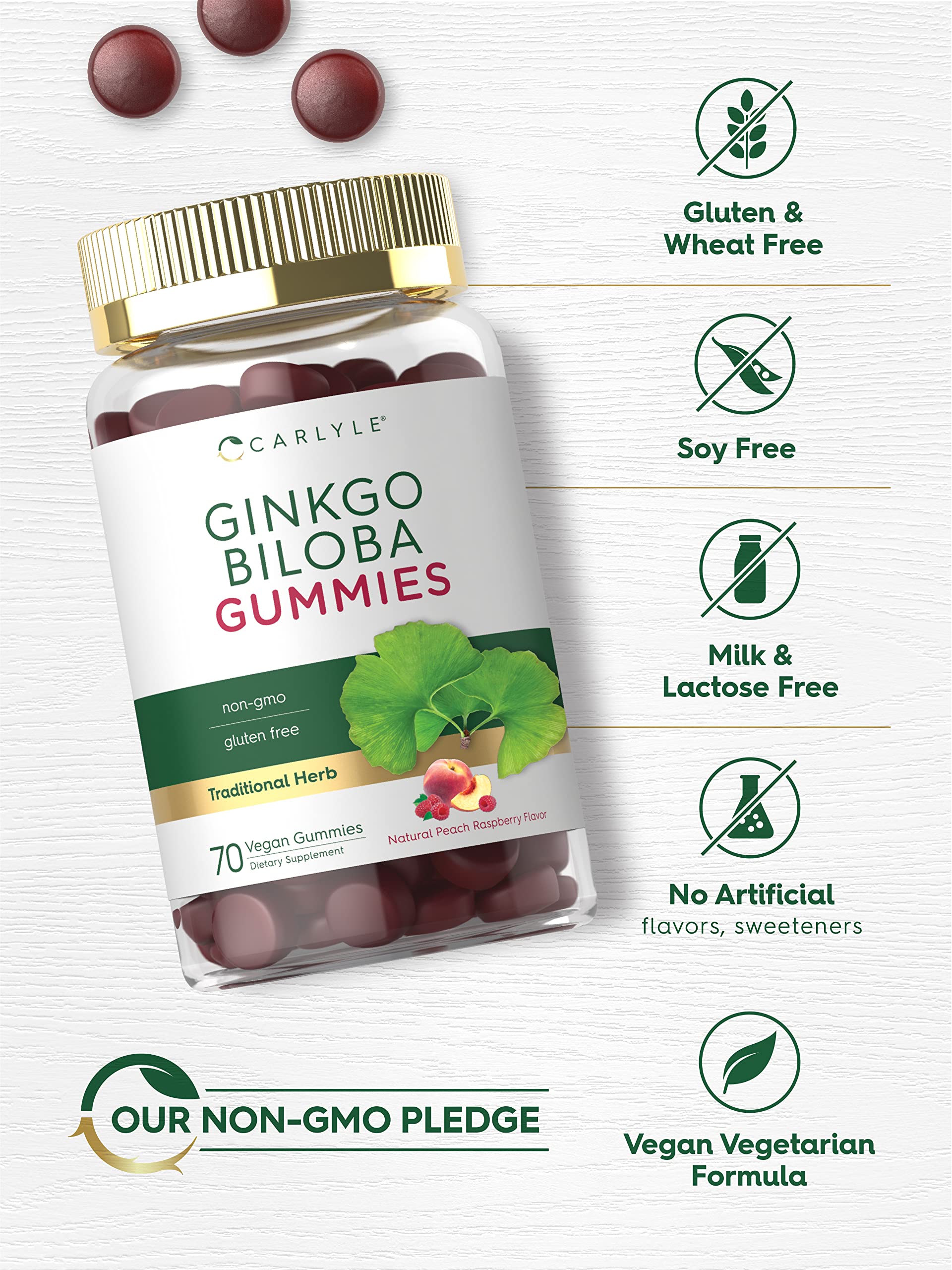 Foto 4 | Suplemento Carlyle Ginkgo Biloba 300 Mg 70 Gomitas Veganas - Venta Internacional